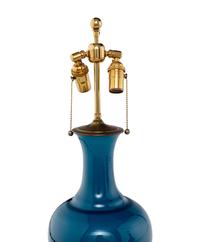 A Pair of Christopher Spitzmiller Blue-Glazed Table Lamps