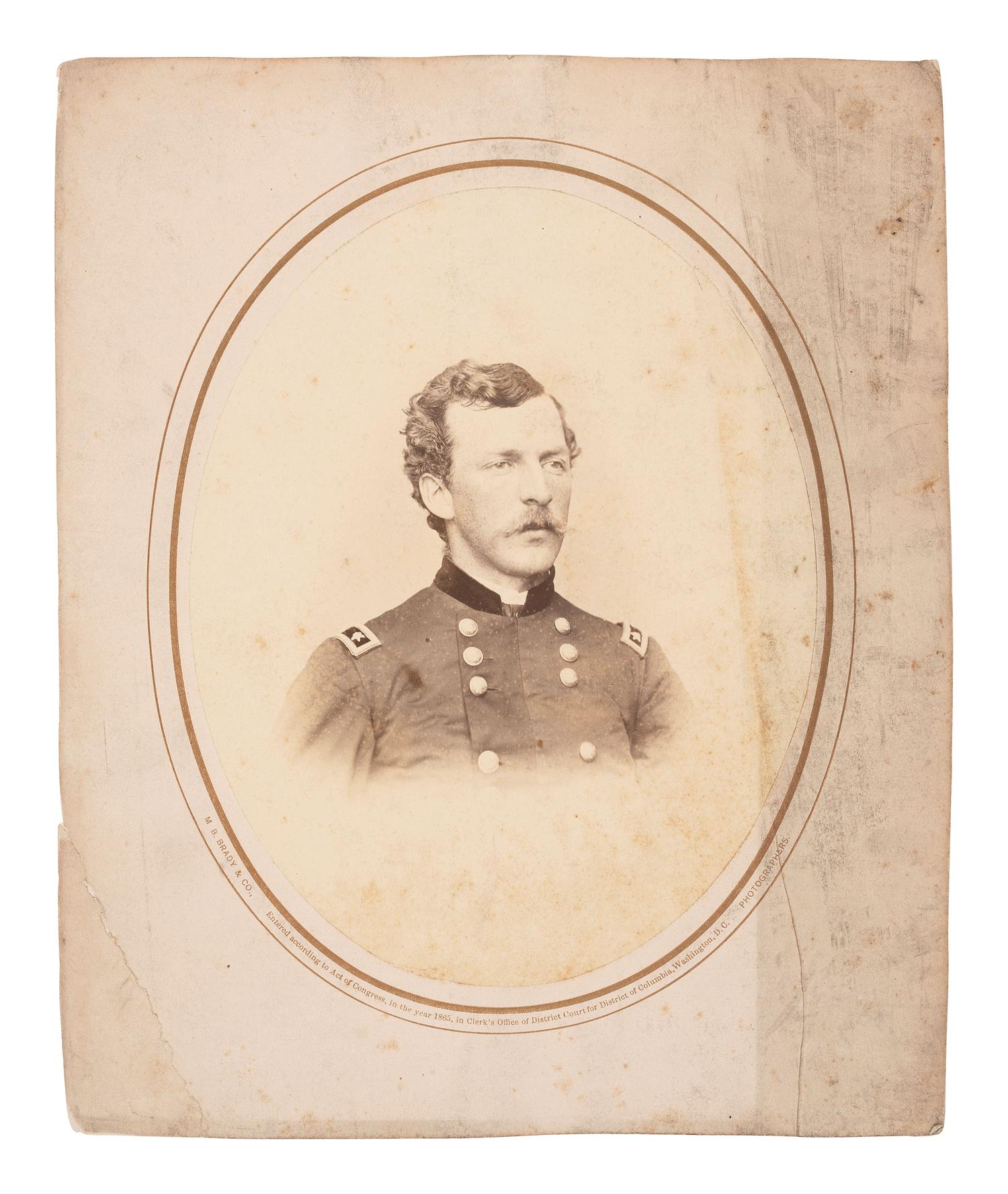 [MILES, Nelson A. (1839-1925)]. Large format albumen portrait of Miles as major general of the US Army. Washington, DC: M.B. Brady & Co., 1865.