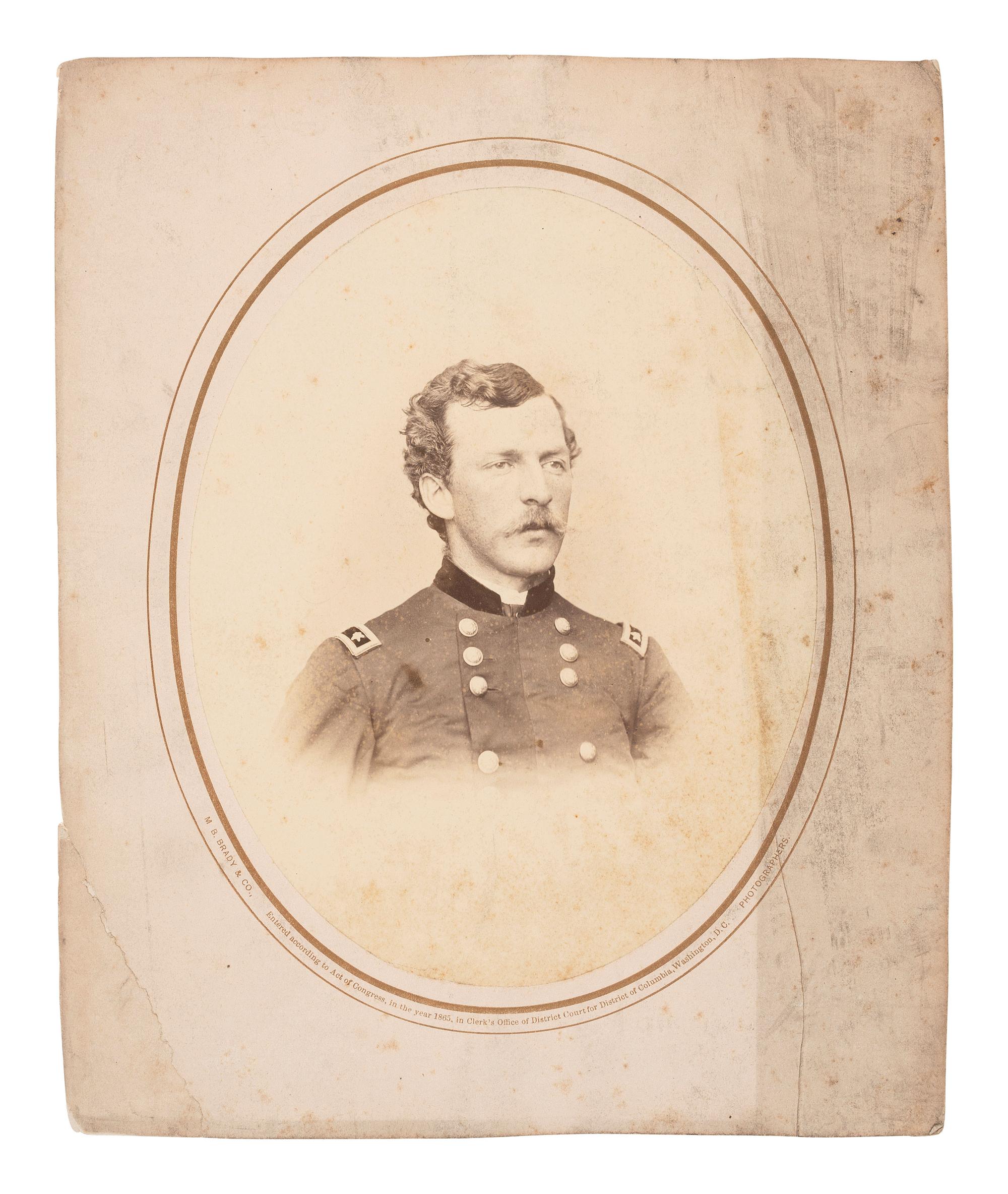 [MILES, Nelson A. (1839-1925)]. Large format albumen portrait of Miles as major general of the US Army. Washington, DC: M.B. Brady & Co., 1865.