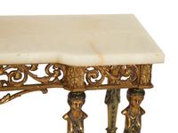 A Continental Gilt Metal Onyx Top Small Console Table