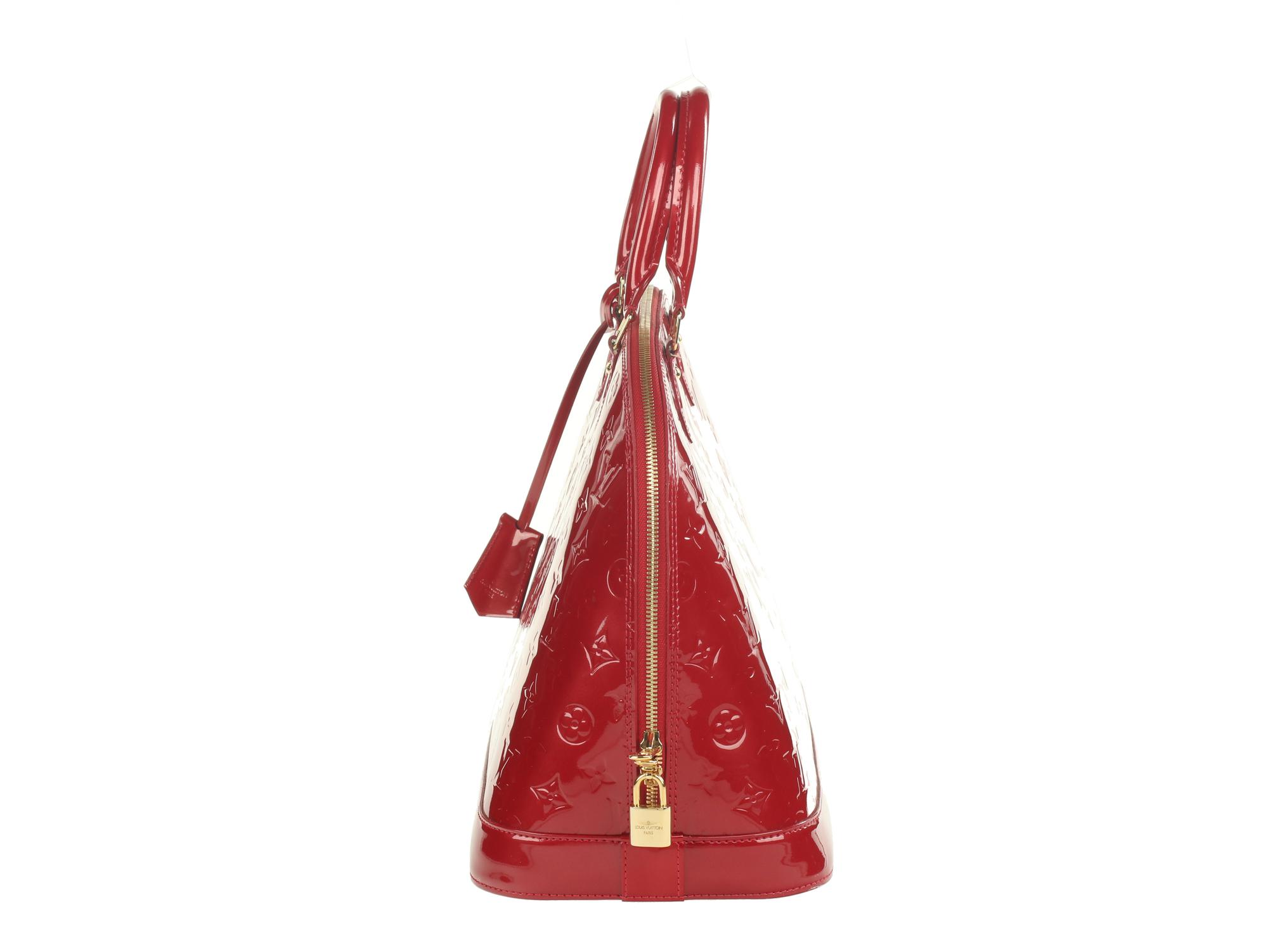 Louis Vuitton Red Patent Monogram Alma Handbag & Cosmetic Bag