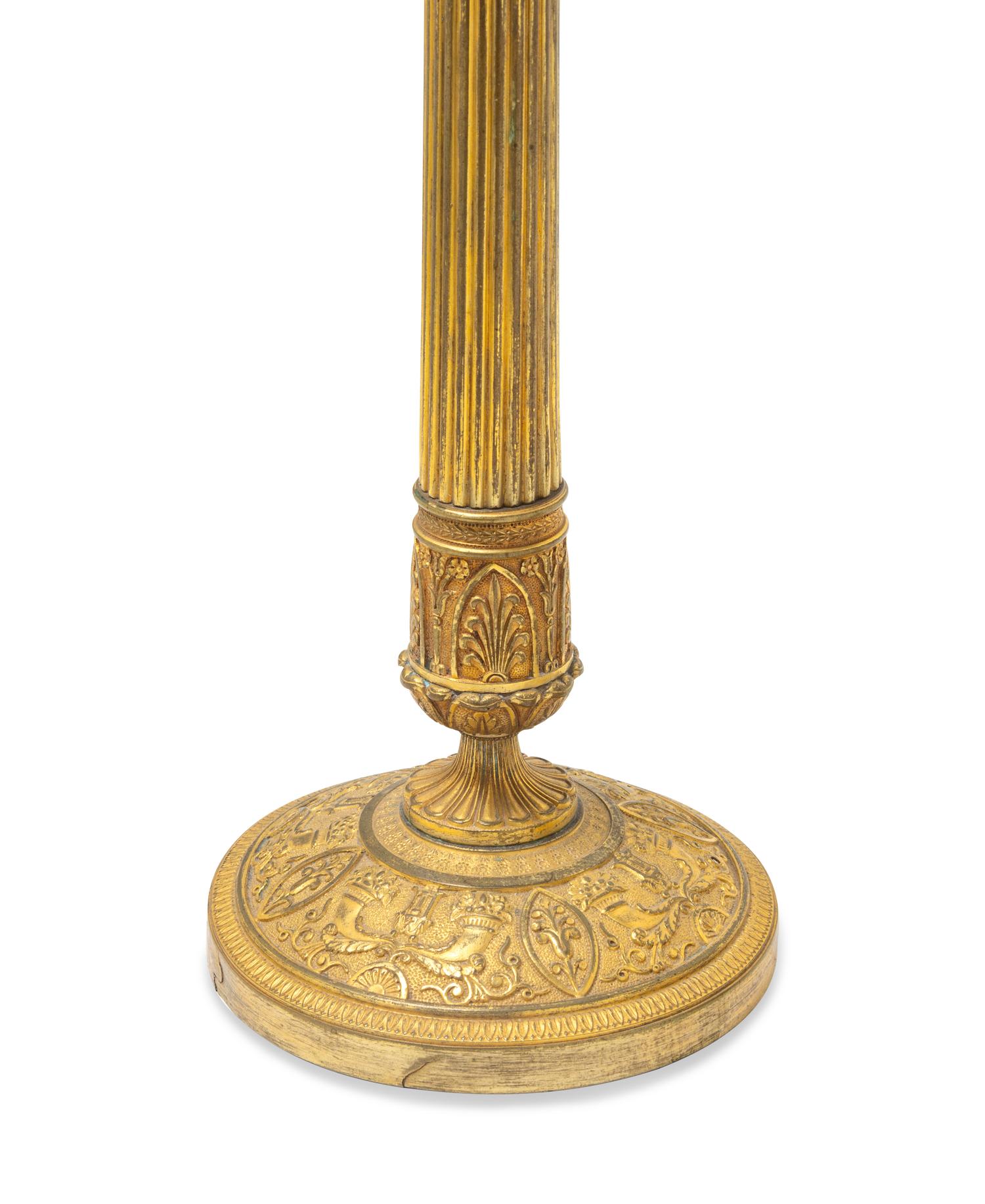 A Pair of Empire Style Gilt Bronze Candlesticks