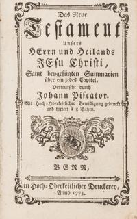 [Religion] Piscator, Johannes (translator). Das Neue Testament