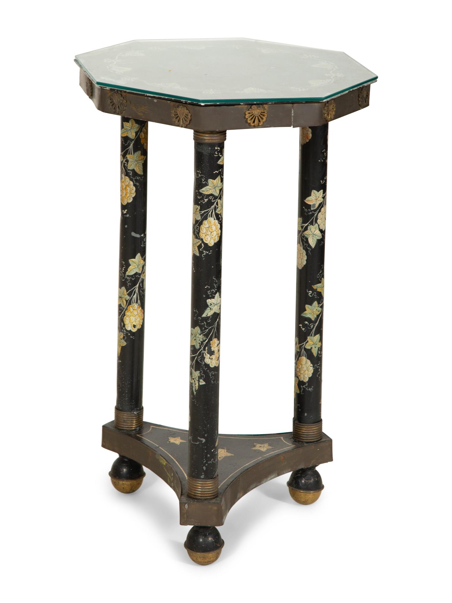 An English Painted Tole Octagonal Side Table