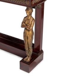 An Empire Style Gilt Bronze Mounted Mahogany Marble-Top Console Table