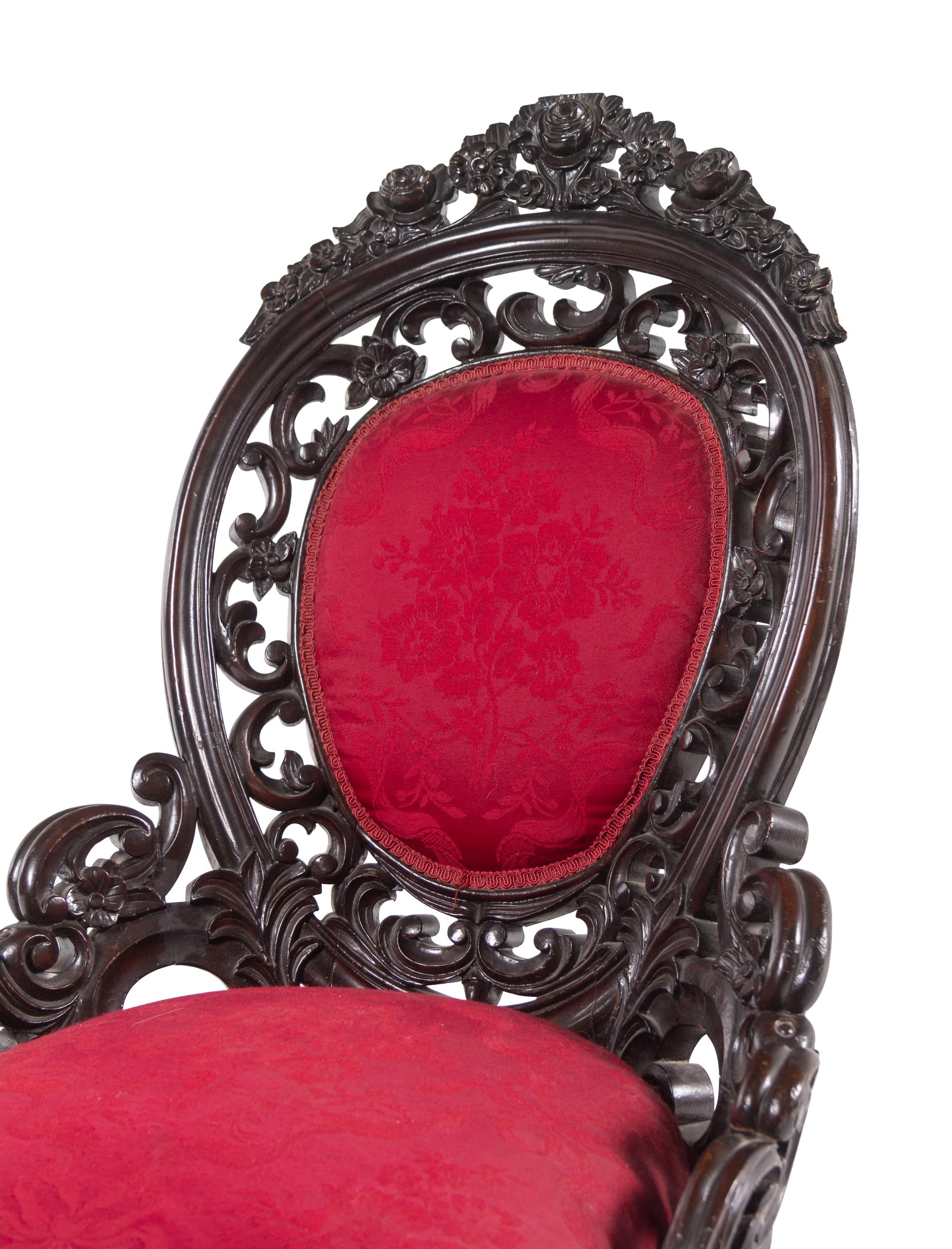 A J. and J.W. Meeks Walnut Slipper Chair