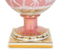 A Pair of Pâte-sur-Pâte Style Porcelain Urns with Gilt Dolphin Handles