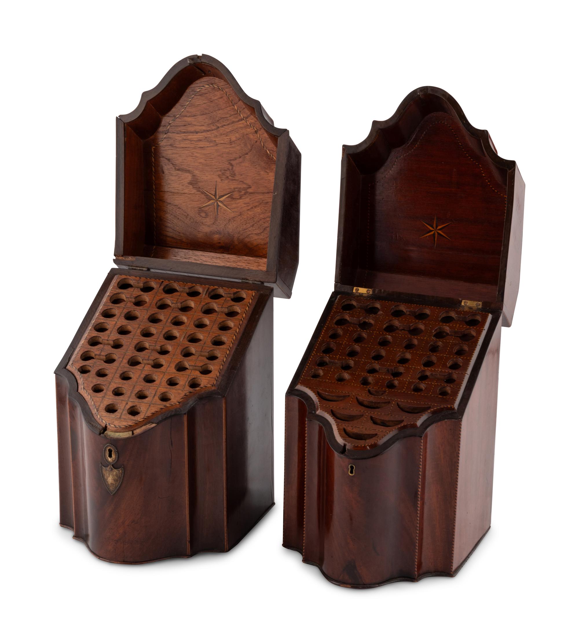 Two George III Mahogany Knife Boxes
