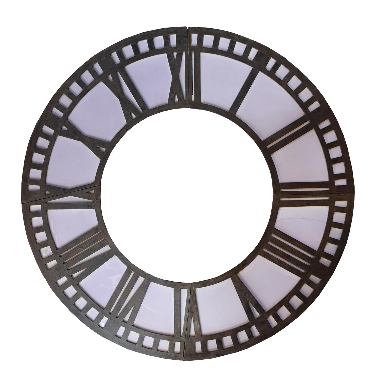 An Iron and Glass Clock Face 60.75" W x 1.5" D x 60.75" H — France, Circa 1900