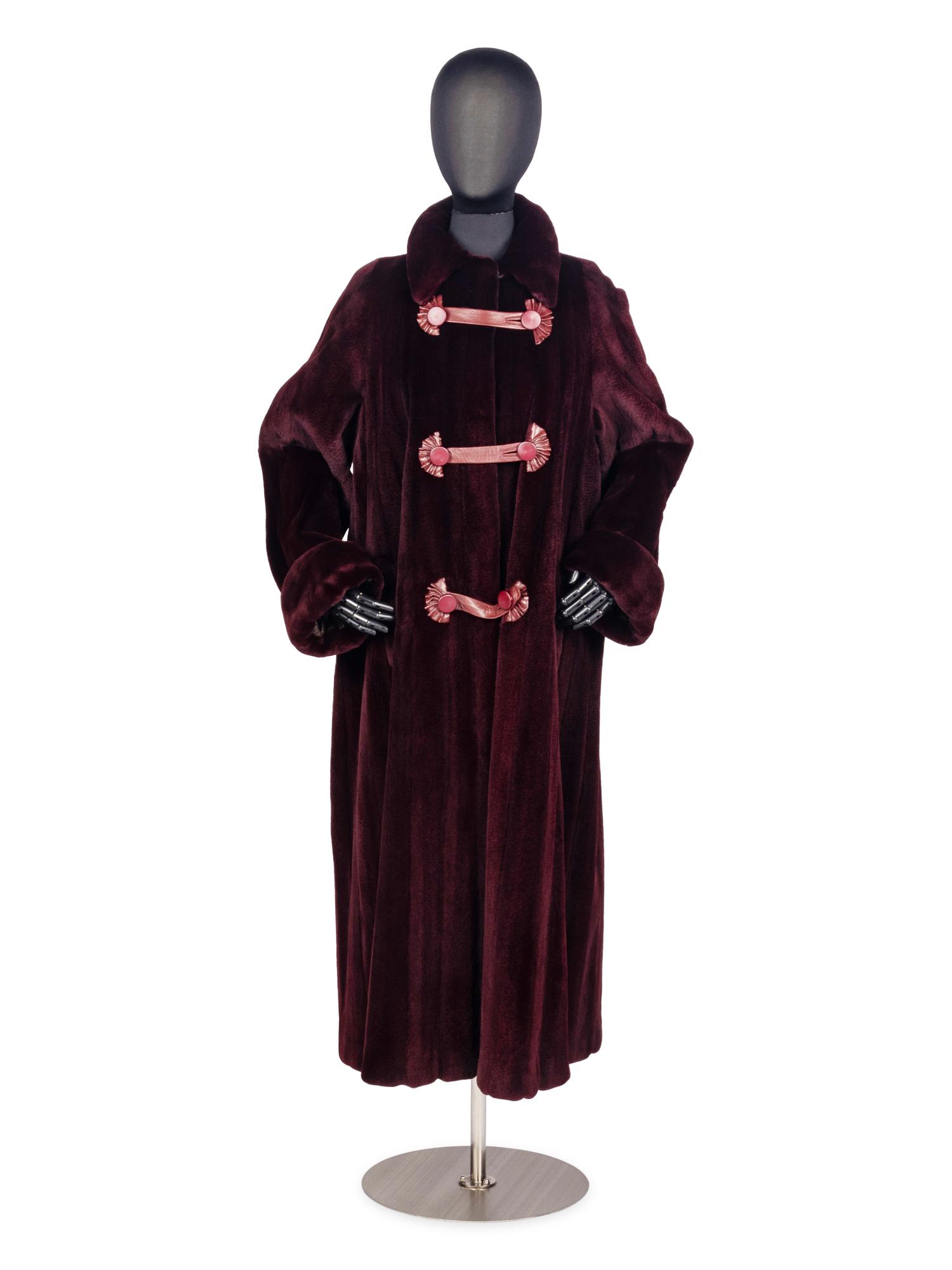 Valentino Burgundy Sheared Mink Coat