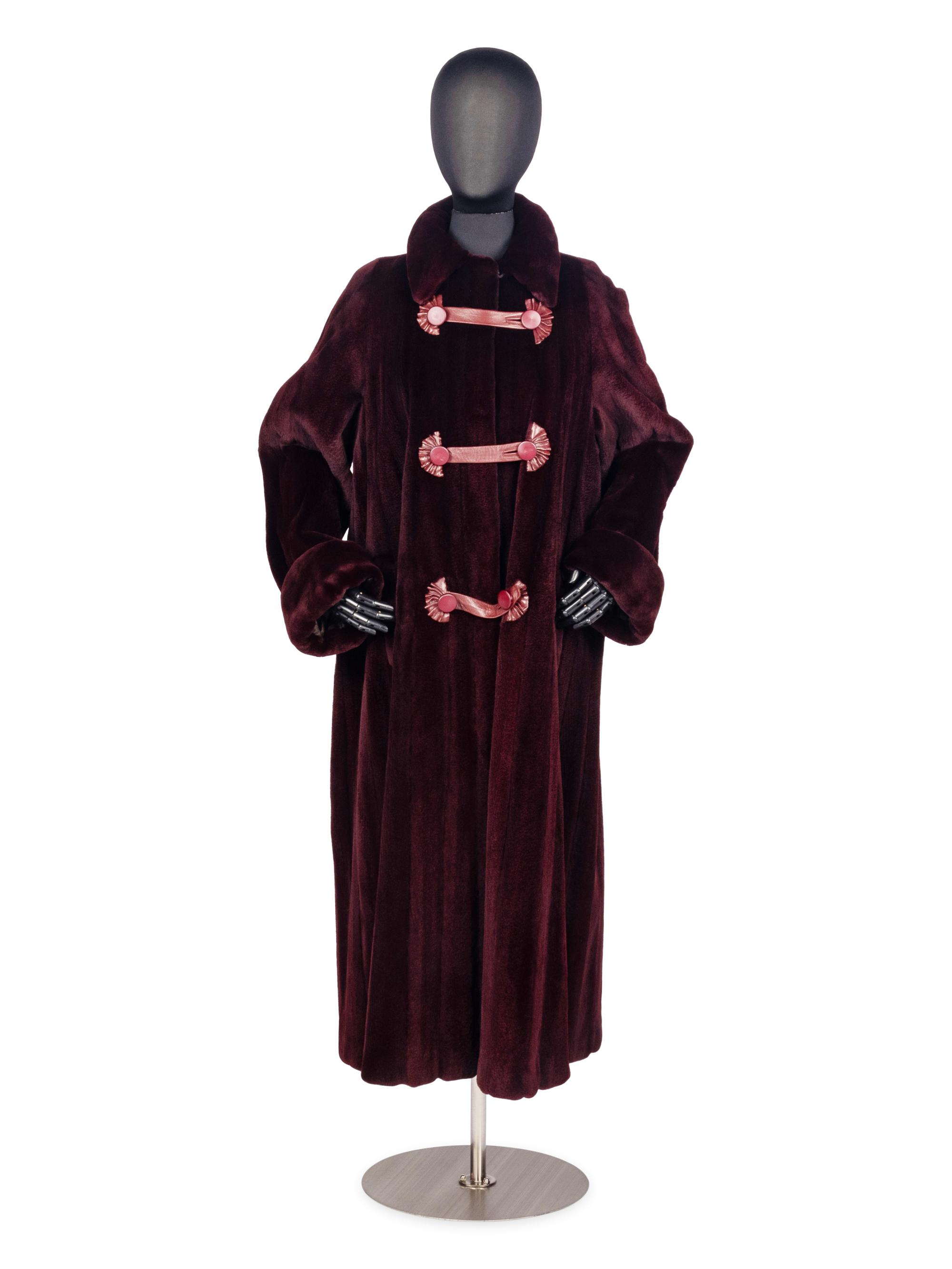 Valentino Burgundy Sheared Mink Coat