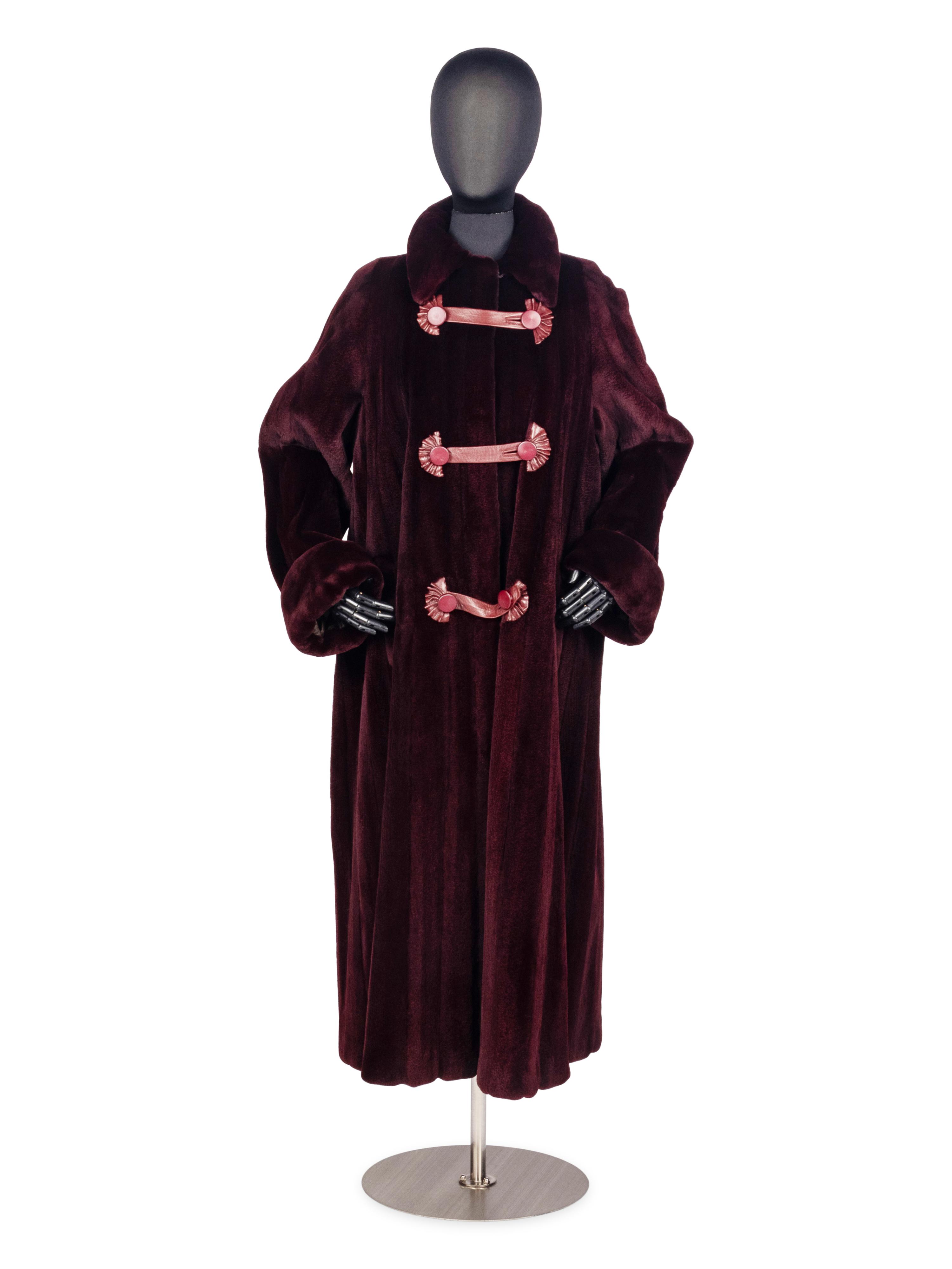 Valentino Burgundy Sheared Mink Coat