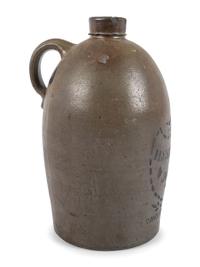 Three Cobalt-Stenciled Stoneware Vessels