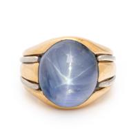 Star Sapphire and Bicolor Gold Ring