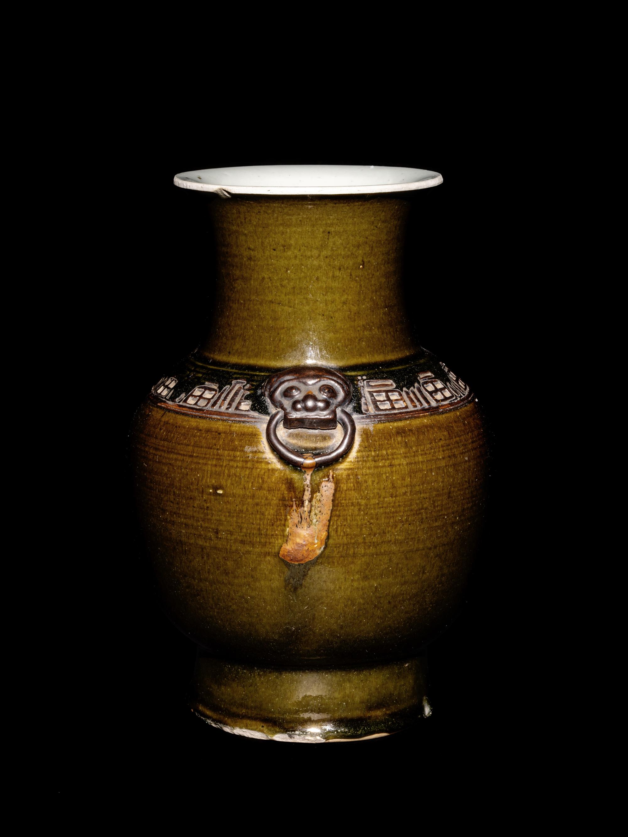 A Chinese Teadust Glazed Porcelain Zun Vase