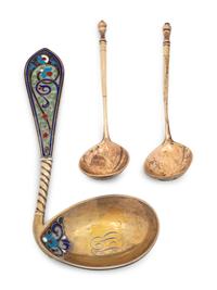 A Russian Enameled Silver Spoon