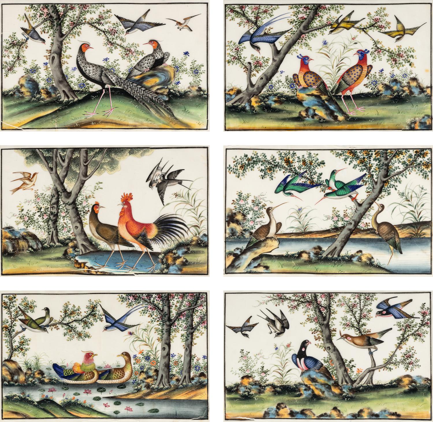 A Group of Six Chinese Export Pith Paintings