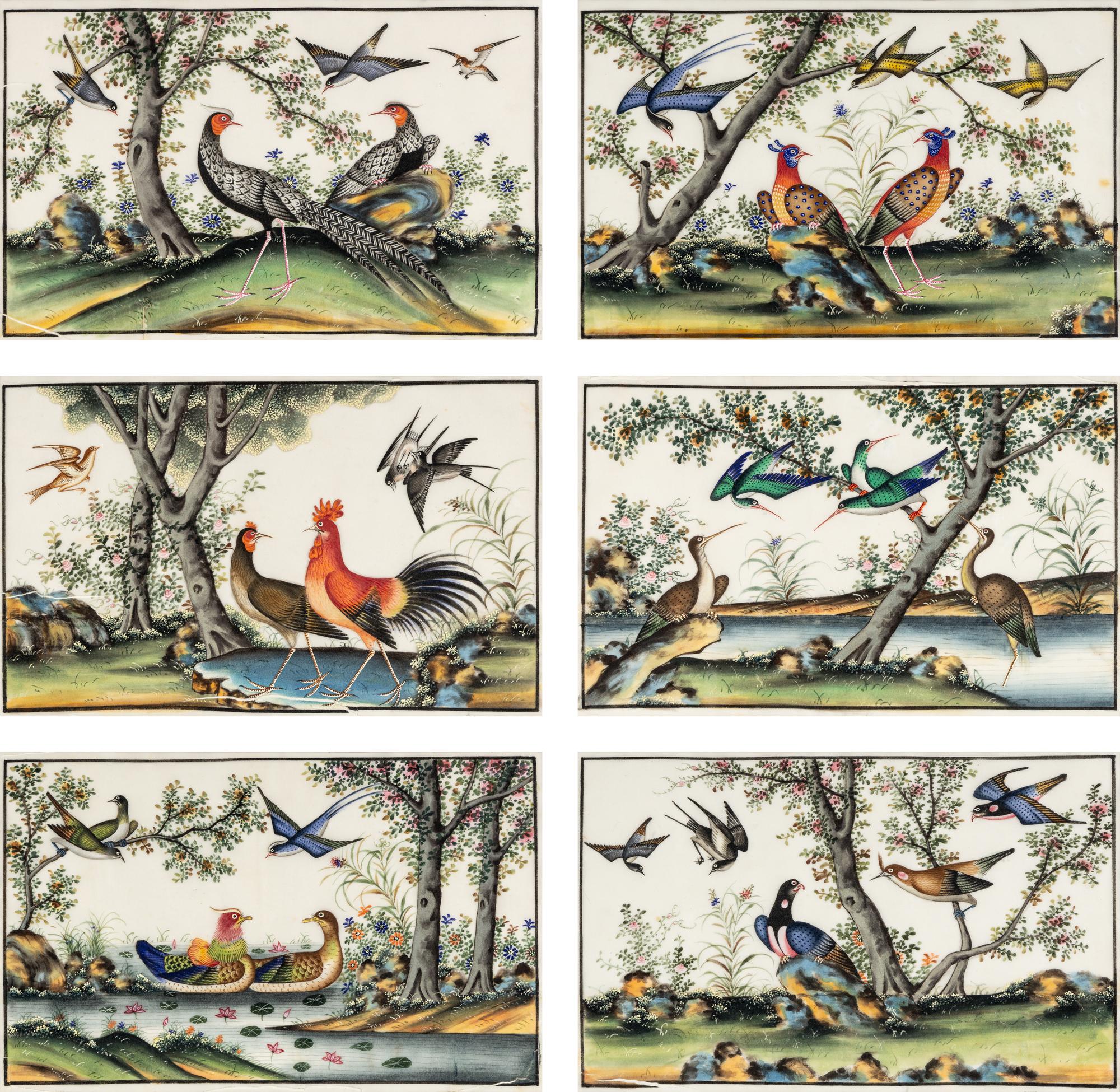 A Group of Six Chinese Export Pith Paintings