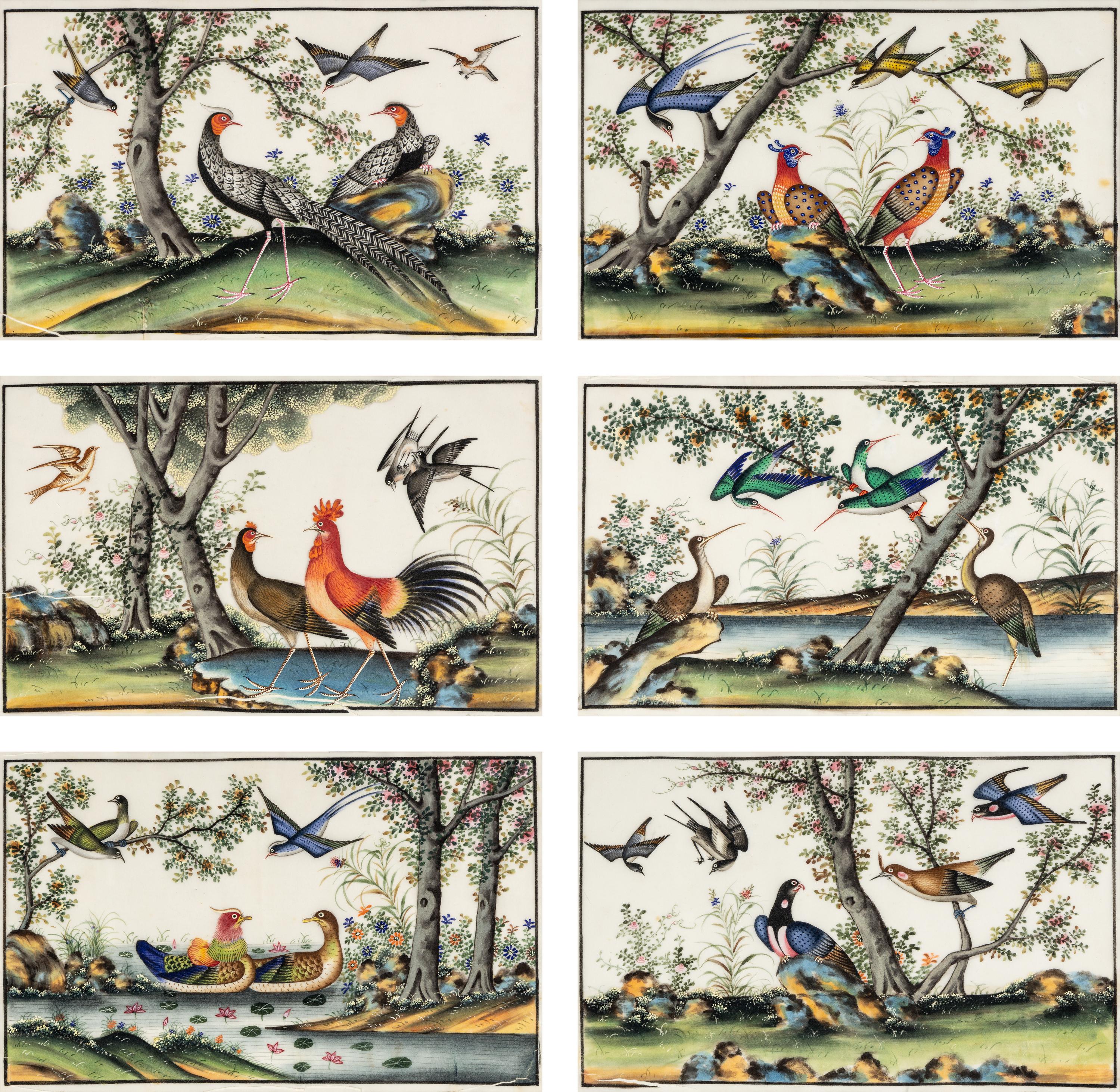 A Group of Six Chinese Export Pith Paintings