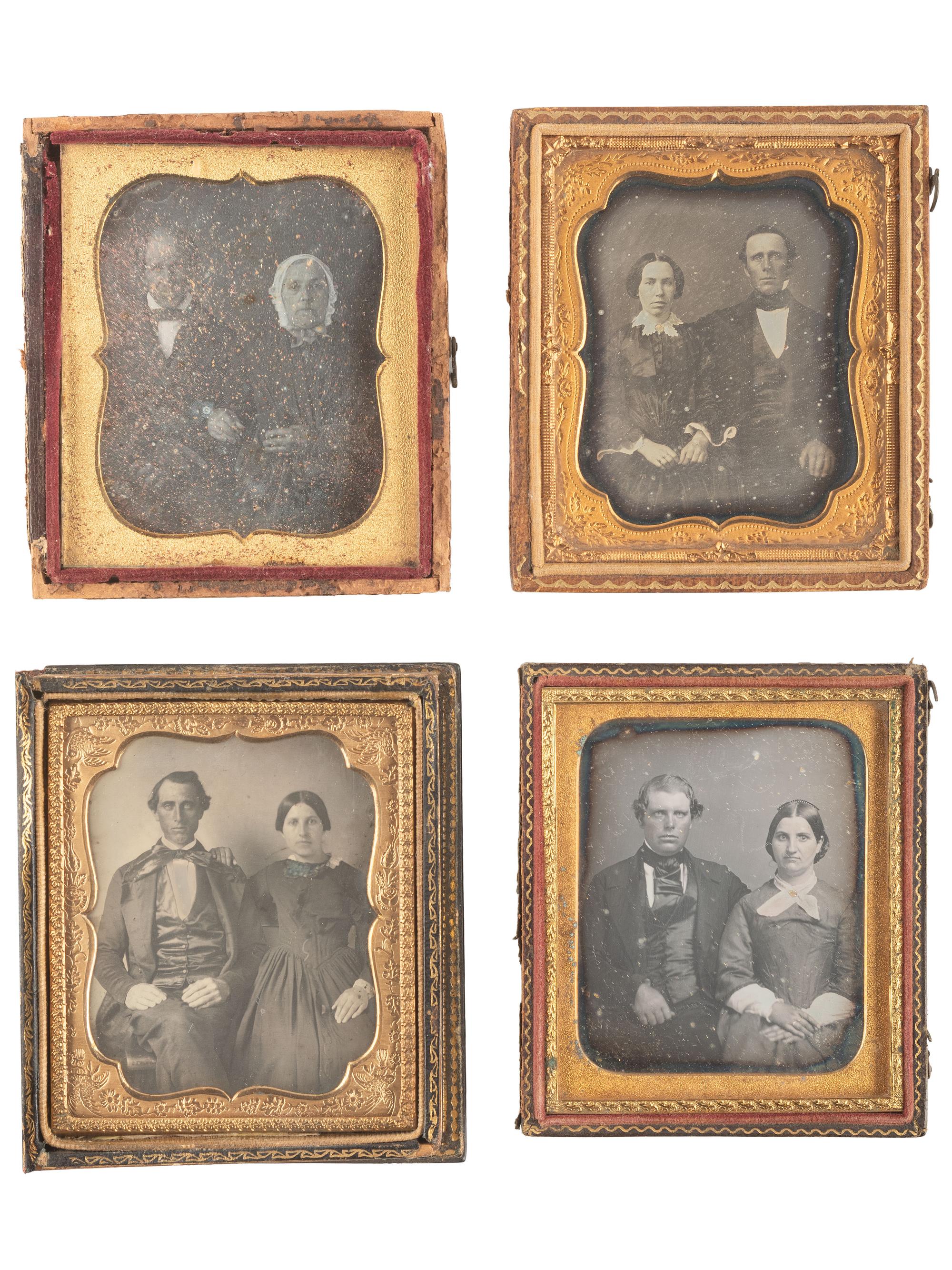 [EARLY PHOTOGRAPHY]. 18 sixth plate daguerreotypes of couples.