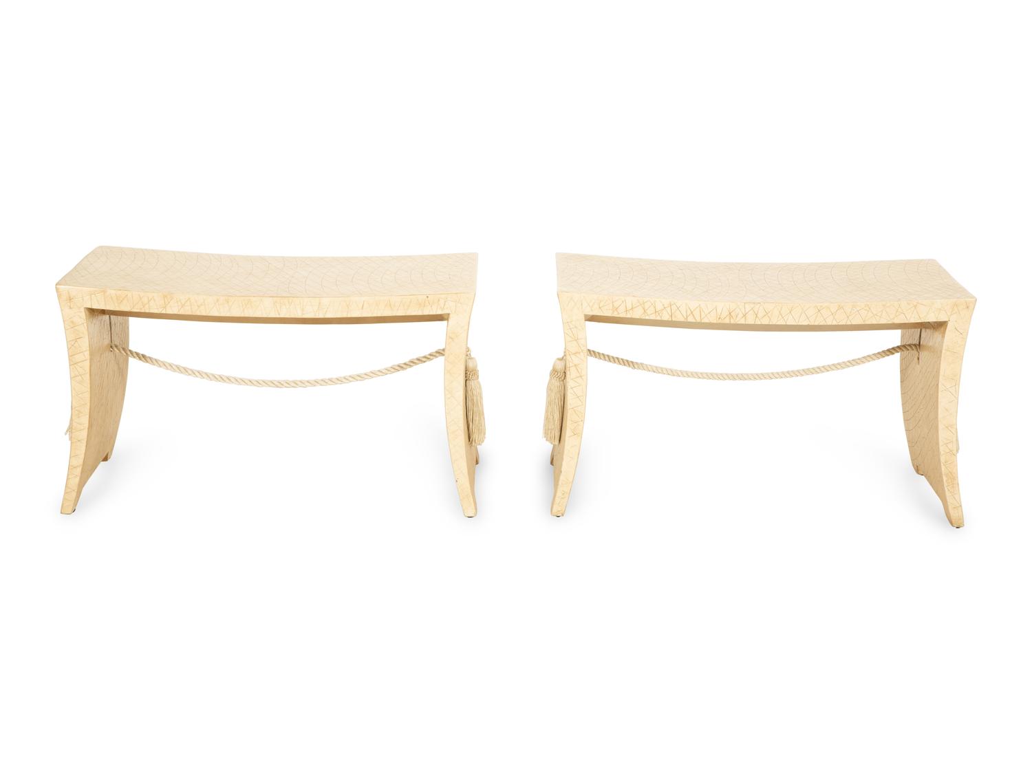 A Pair of Tassle Benches by Thomas Pheasant for Baker Furniture