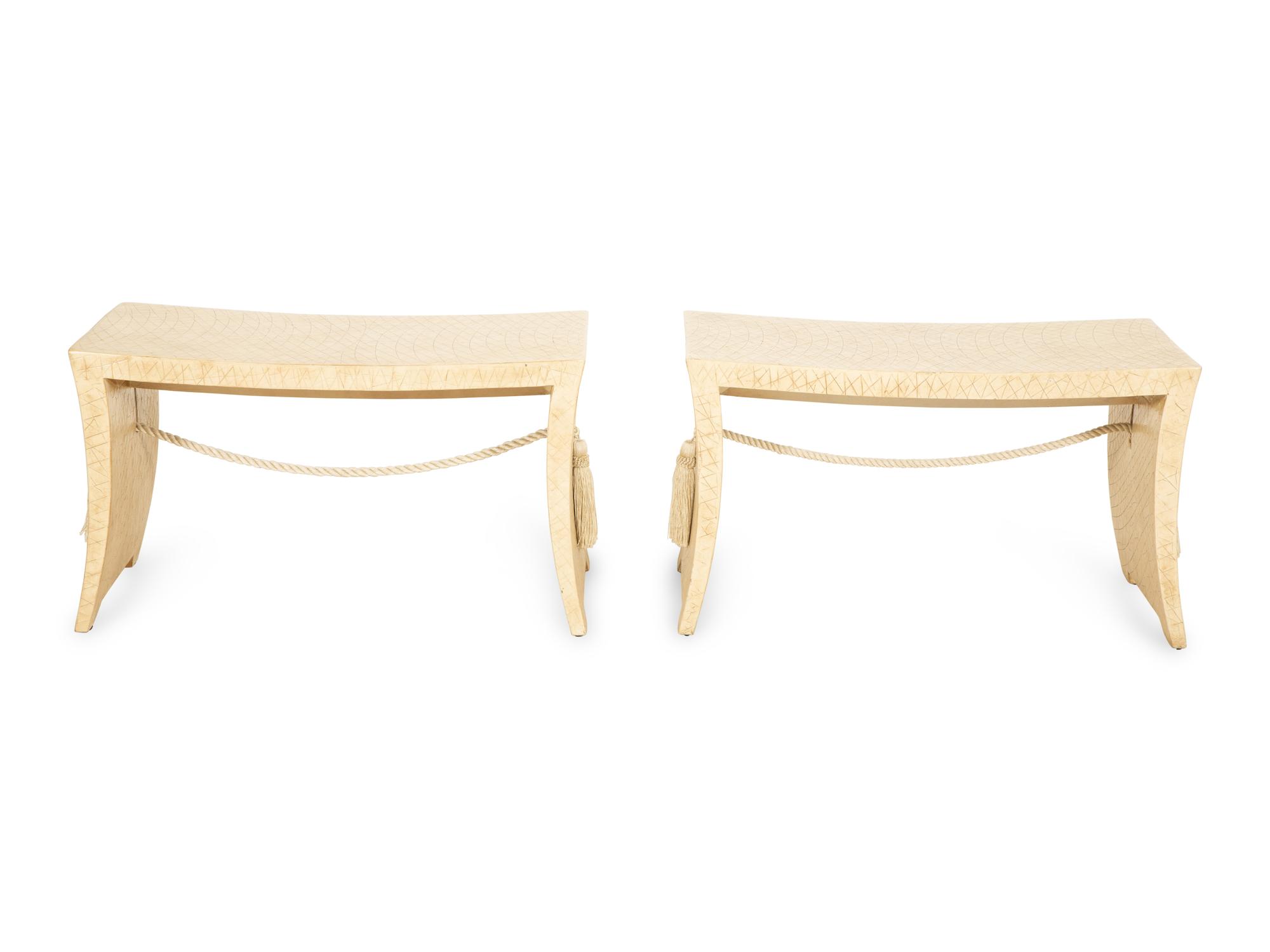 A Pair of Tassle Benches by Thomas Pheasant for Baker Furniture