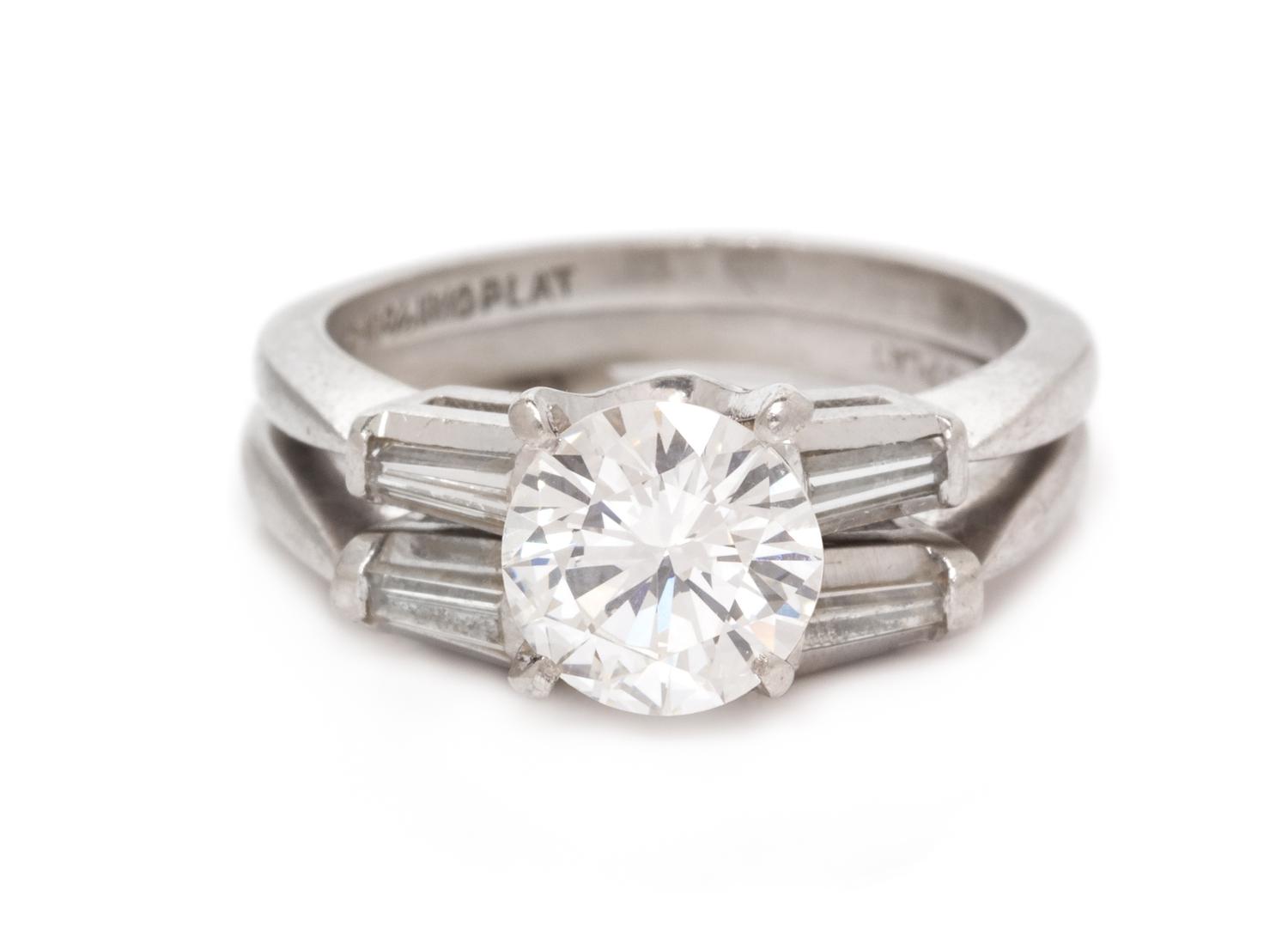A Platinum and Diamond Ring Set, 5.20 dwts.