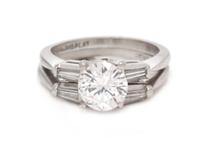 A Platinum and Diamond Ring Set, 5.20 dwts.