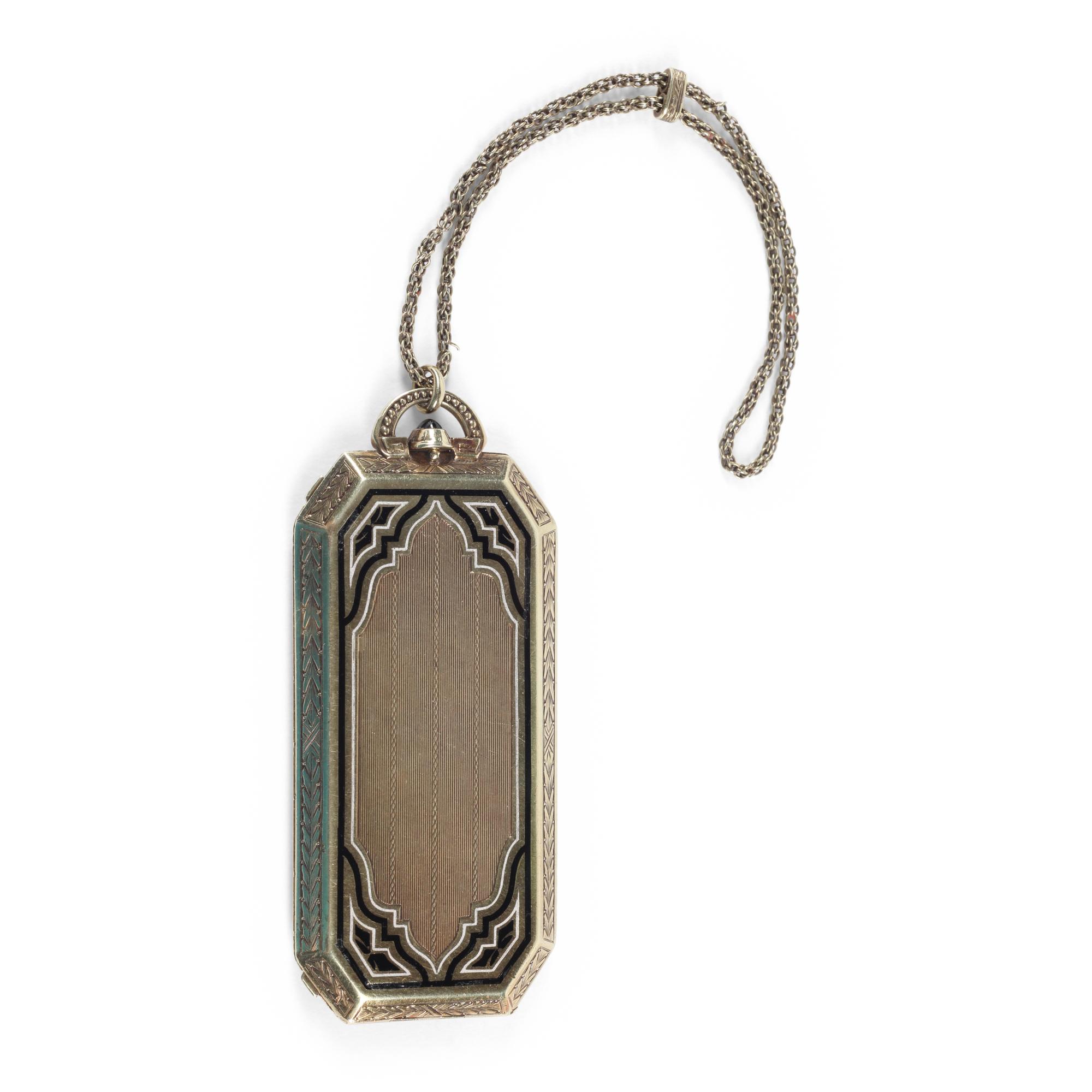 An Art Deco 14-Karat Gold and Enamel Compact
