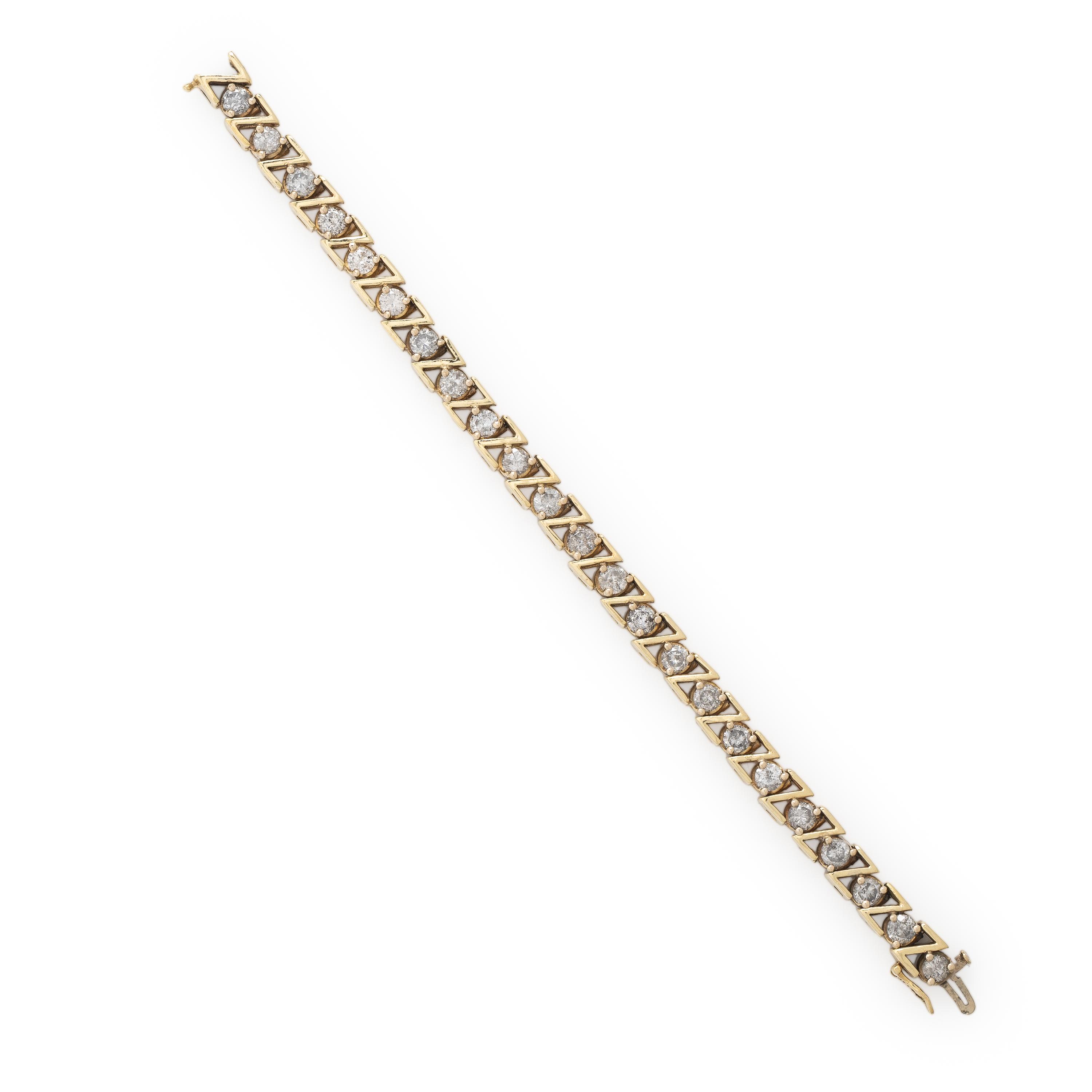 Diamond and Yellow Gold Line Bracelet