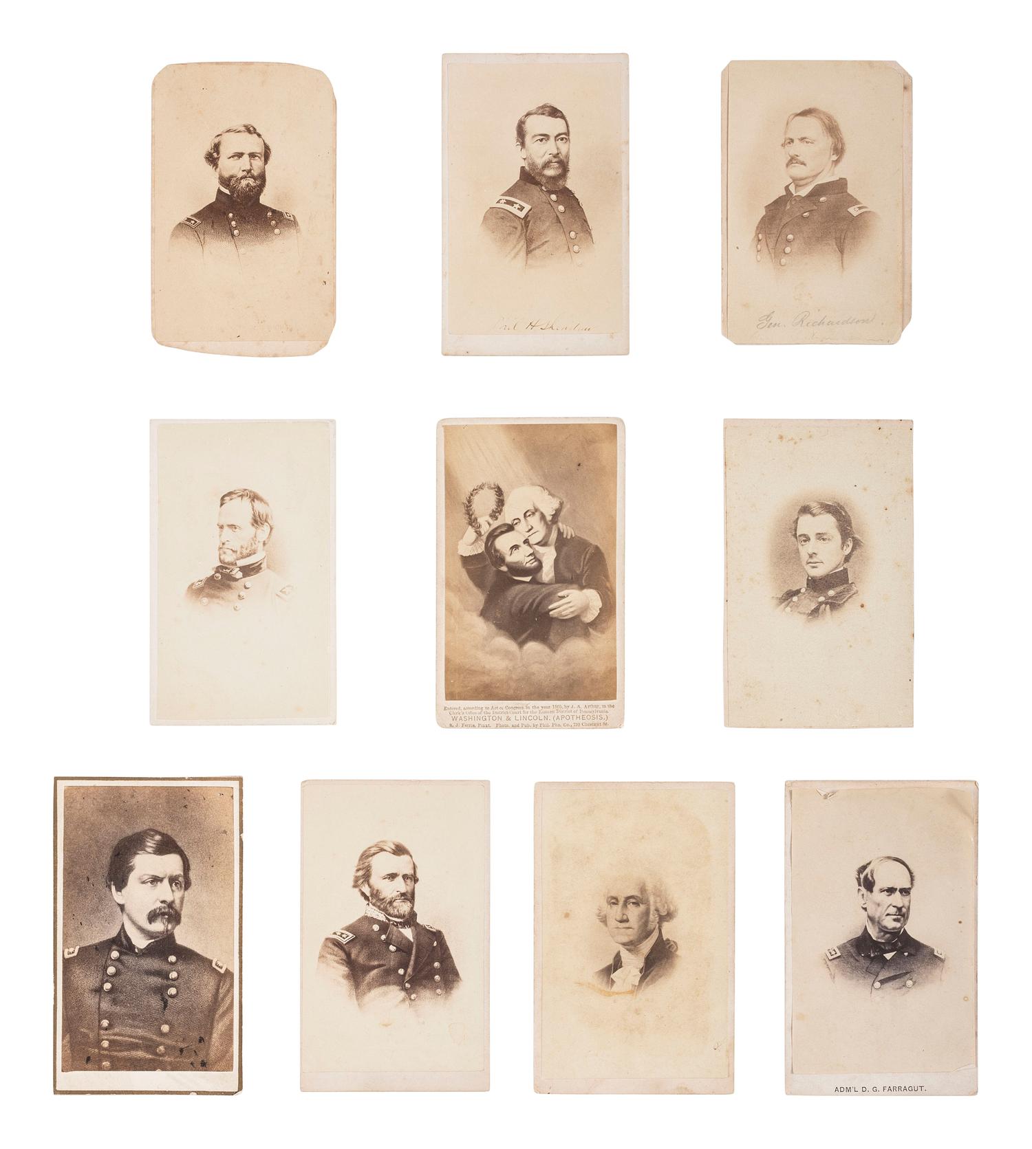 [CIVIL WAR]. CDV album featuring generals, officers, and other prominent figures incl. Generals Winfield SCOTT, Robert ANDERSON, Ambrose BURNSIDE, and Abner DOUBLEDAY.