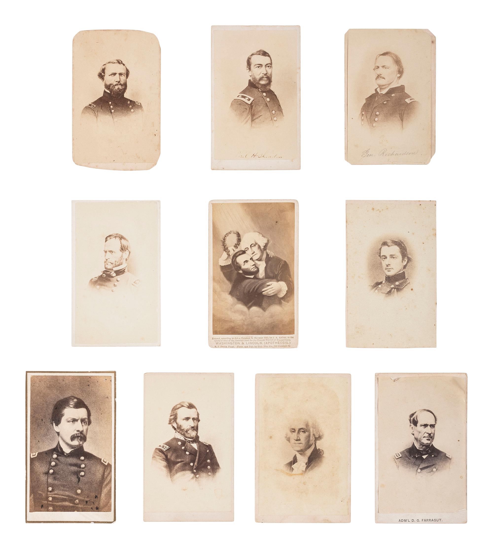 [CIVIL WAR]. CDV album featuring generals, officers, and other prominent figures incl. Generals Winfield SCOTT, Robert ANDERSON, Ambrose BURNSIDE, and Abner DOUBLEDAY.