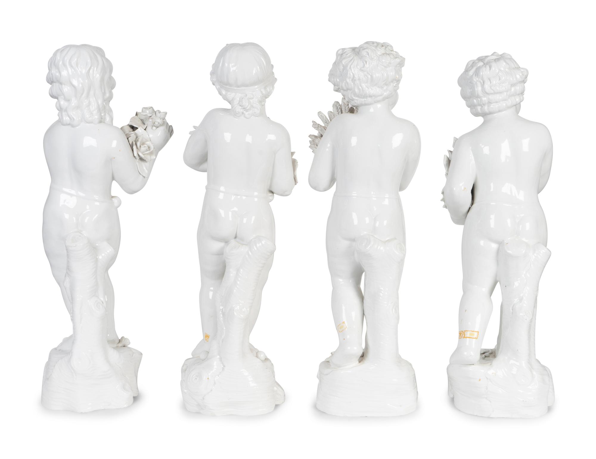 Four Italian White Glazed Ceramic Figures of The Four Seasons — 20TH CENTURY