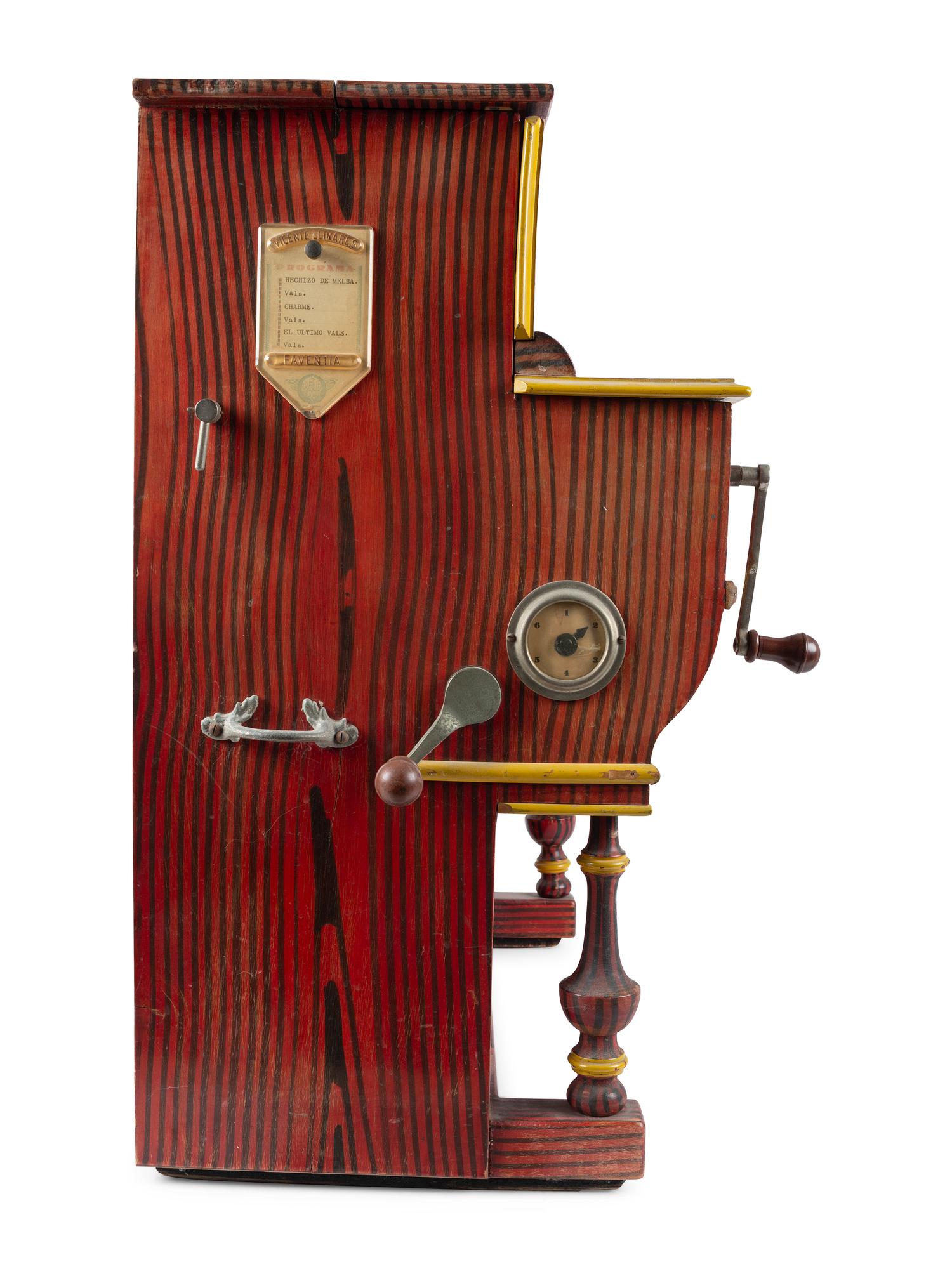 A Vicente Llinares Diminutive Grain-Painted Barrel Organ