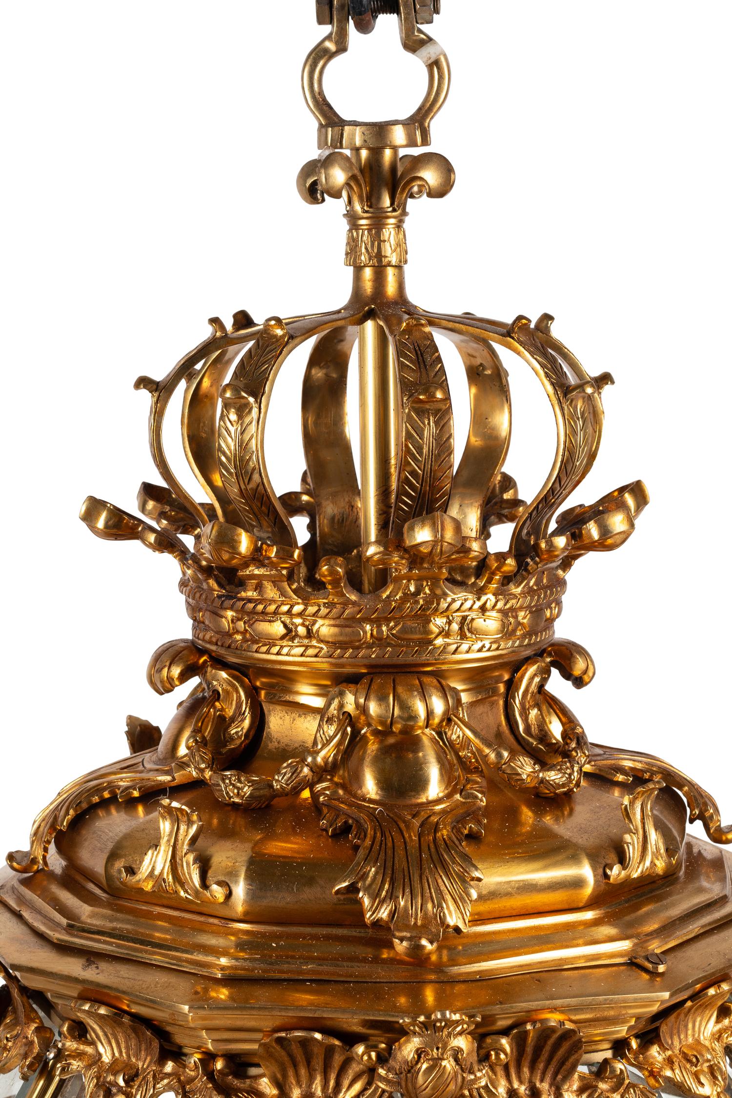 A Pair of Continental Gilt Bronze Hall Lanterns