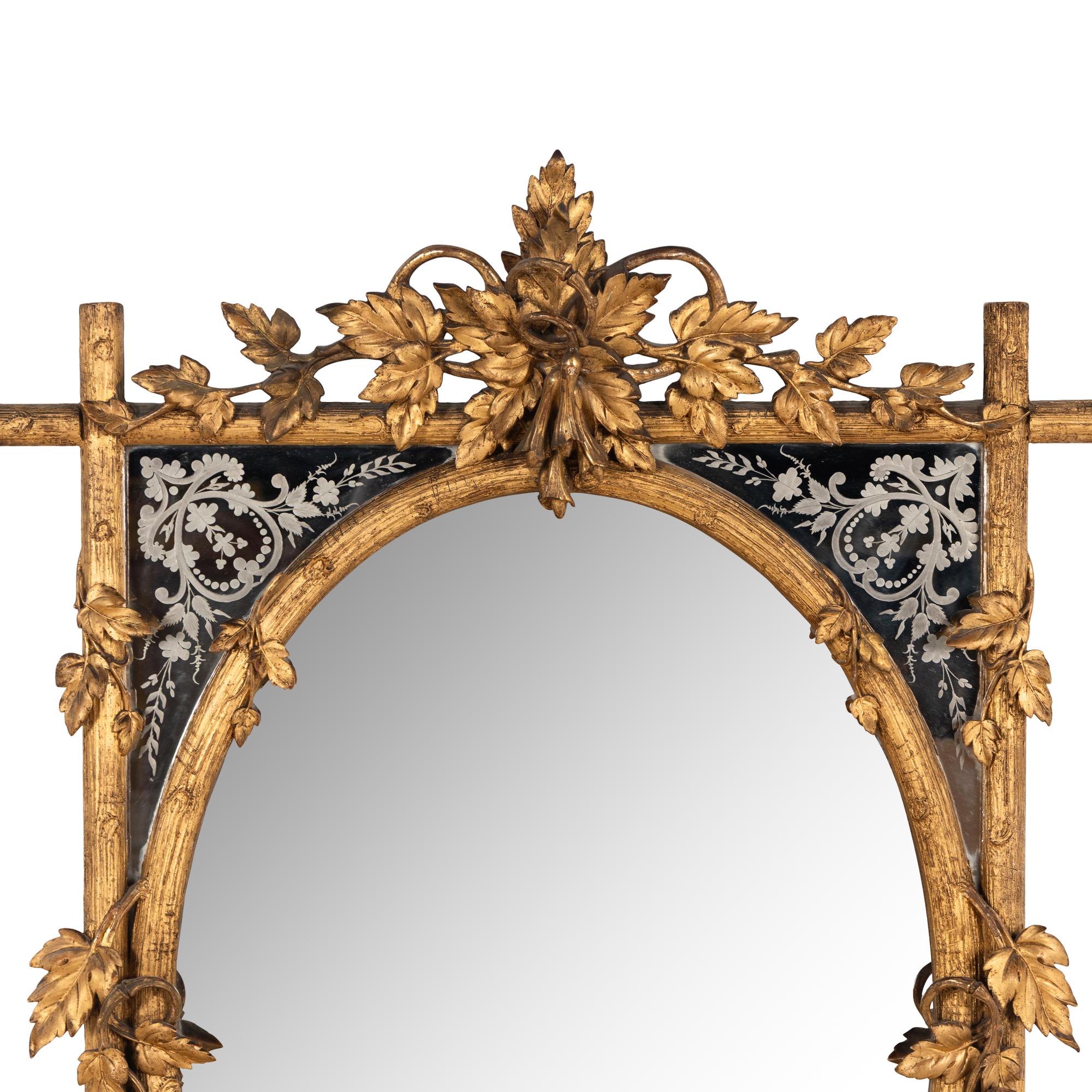 An English Giltwood, Composition and Etched Glass Mirror