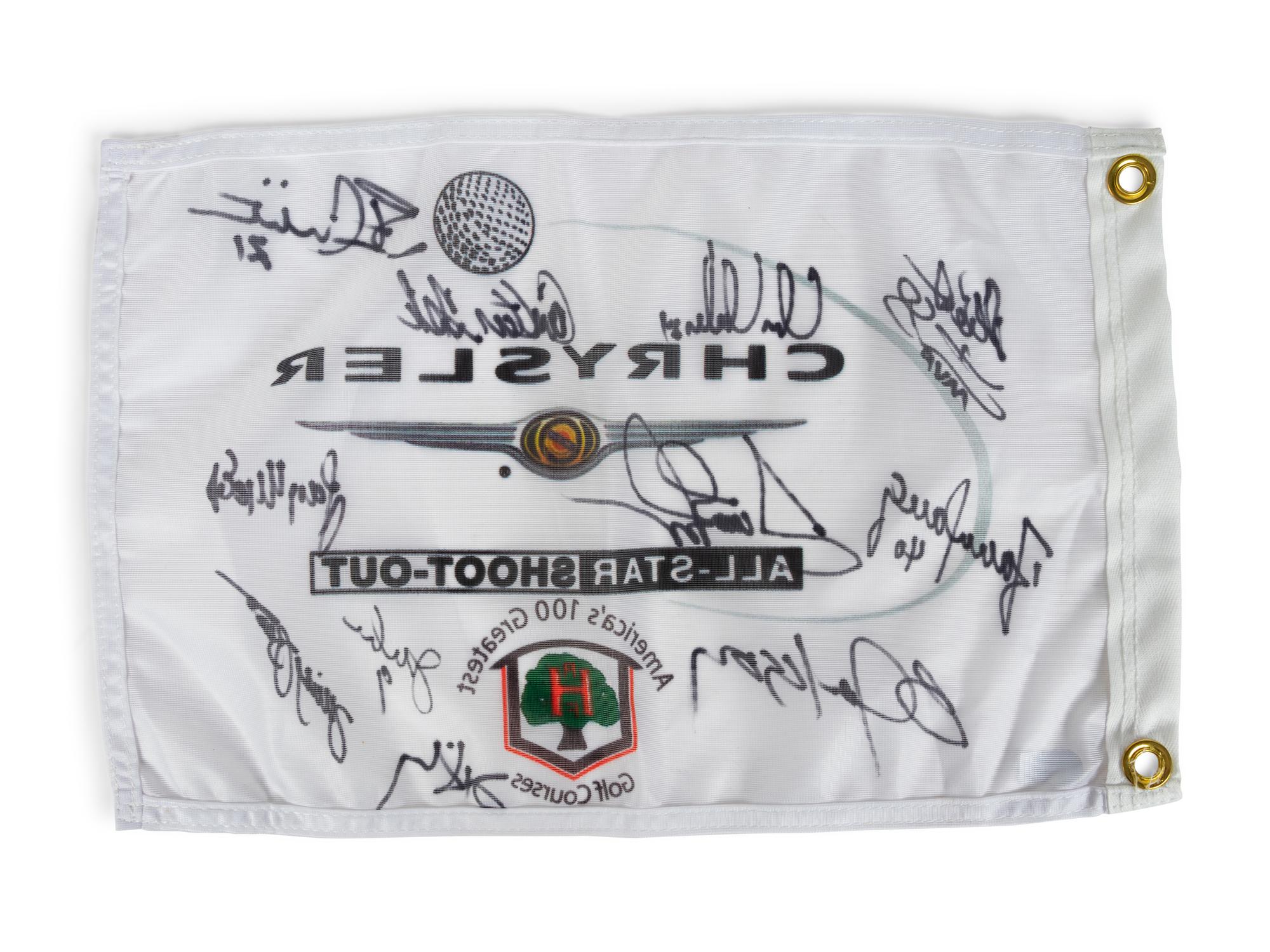 ** Now Grouped in 53 of Receipt ** A 2005 Chrysler All-Star Golf Shootout Signed Autograph Golf Flag Including Multiple Chicago Sports Legends (Beckett Authentication Services BAS Certified),