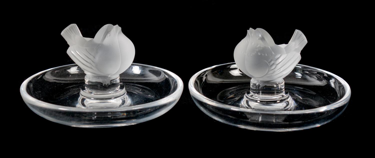 Eight Lalique Molded and Frosted Ring Dishes Height 2 1/4 inches. — 20TH CENTURY
