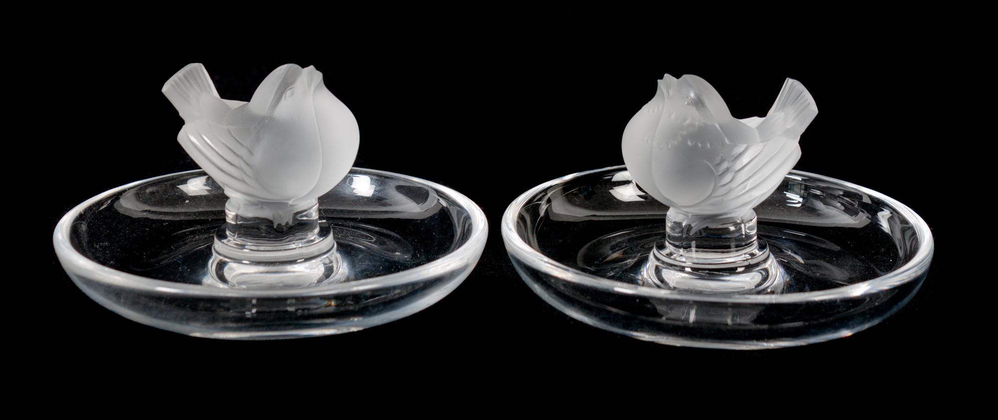 Eight Lalique Molded and Frosted Ring Dishes Height 2 1/4 inches. — 20TH CENTURY
