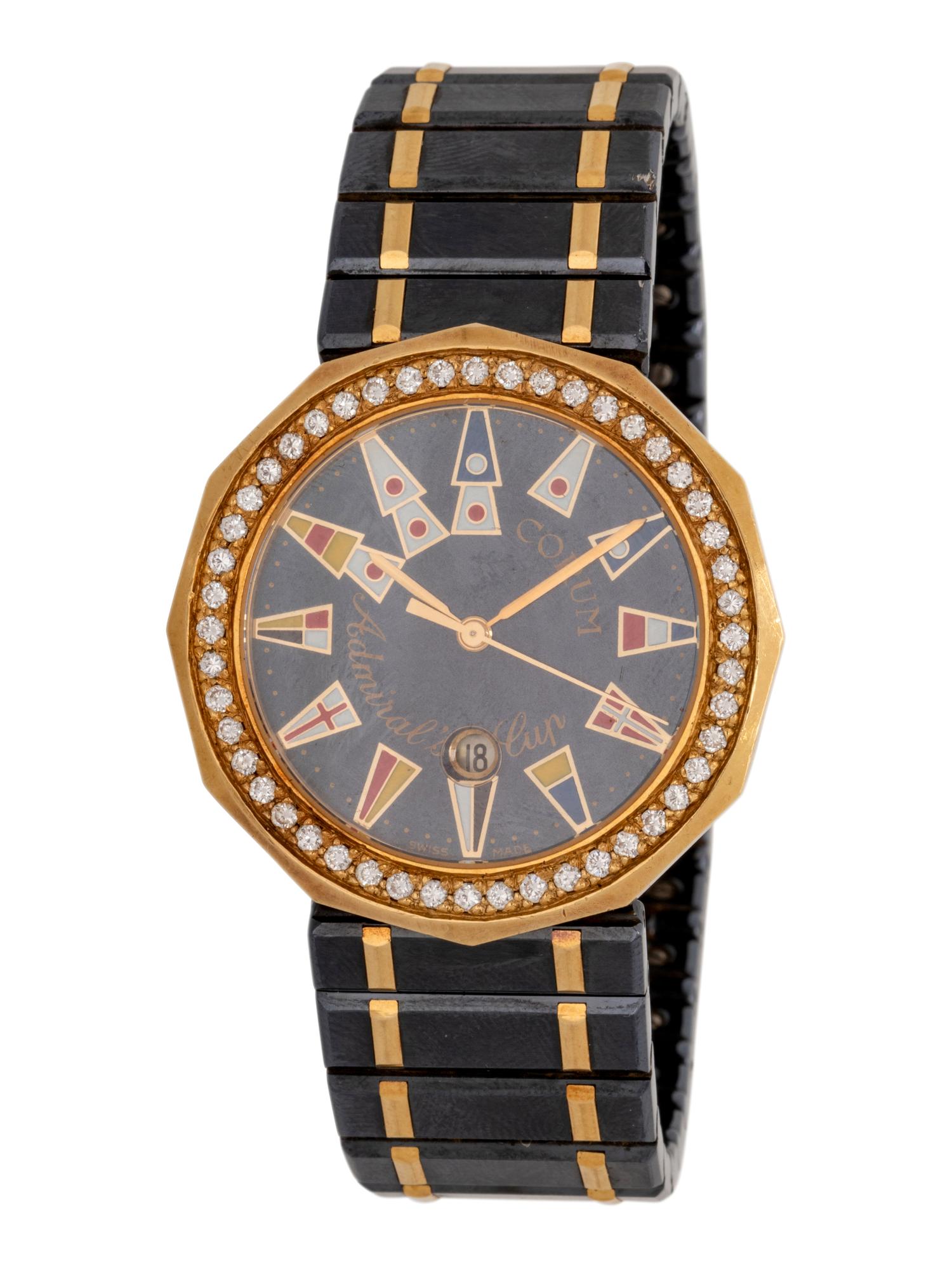 CORUM, YELLOW GOLD, STAINLESS STEEL AND DIAMOND 'ADMIRAL'S CUP' WRISTWATCH
