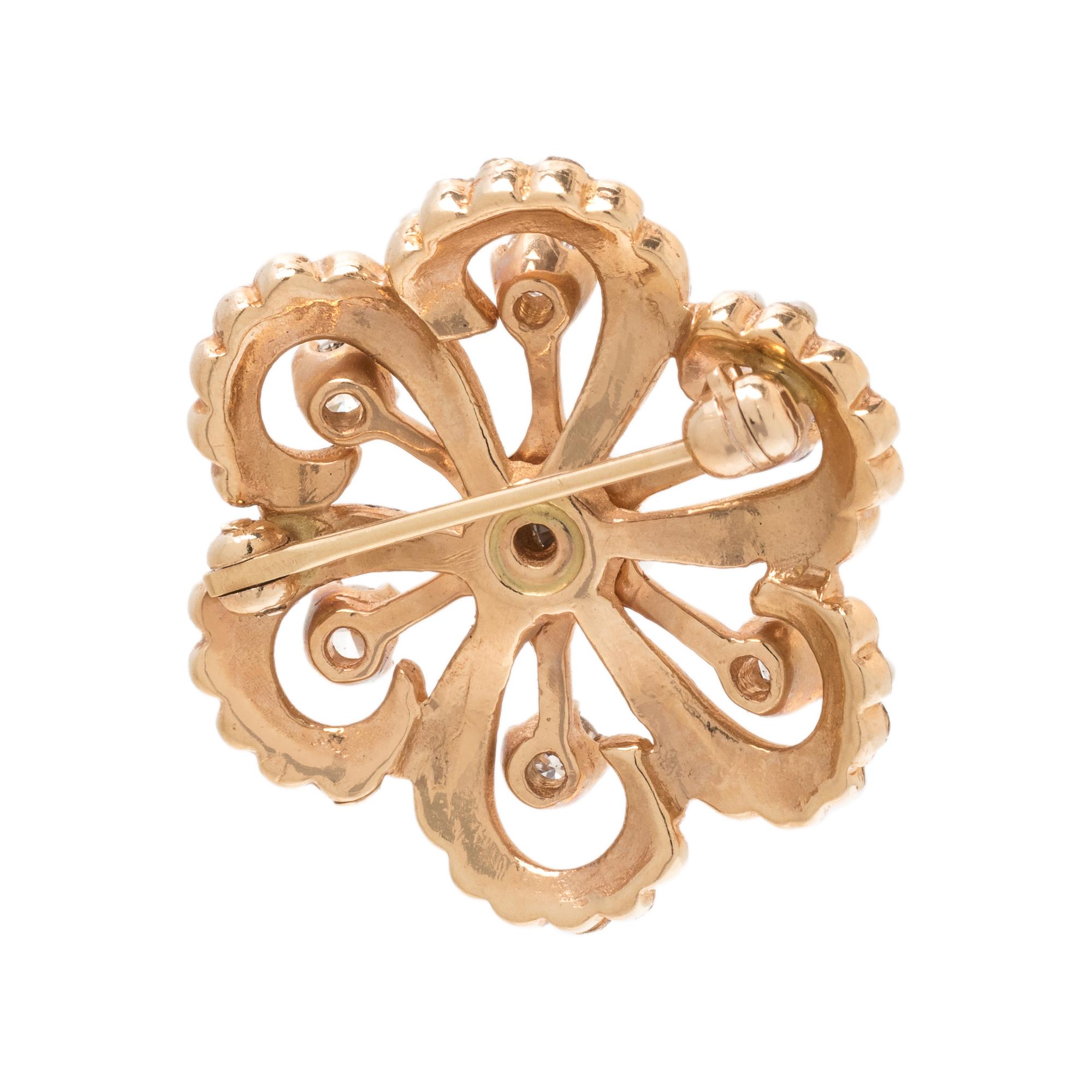 DIAMOND, ENAMEL AND SEED PEARL BROOCH
