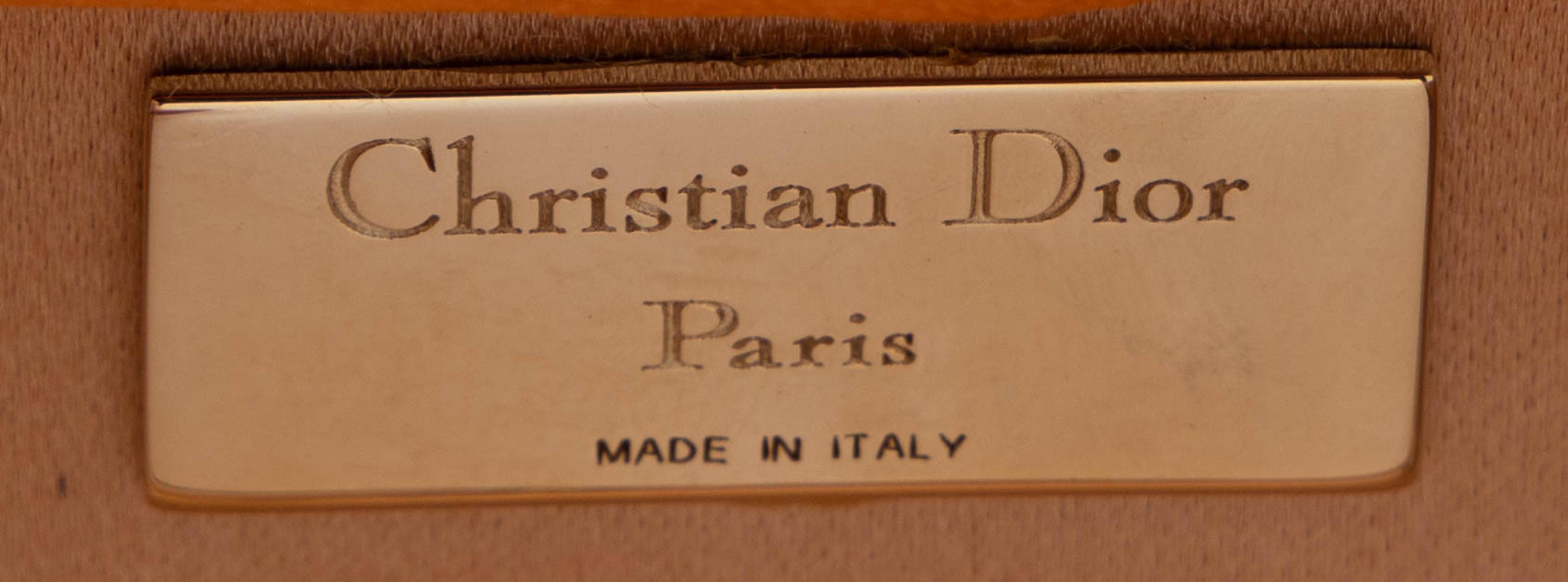 Christian Dior, Orange Shagreen Clutch/Shoulder Bag