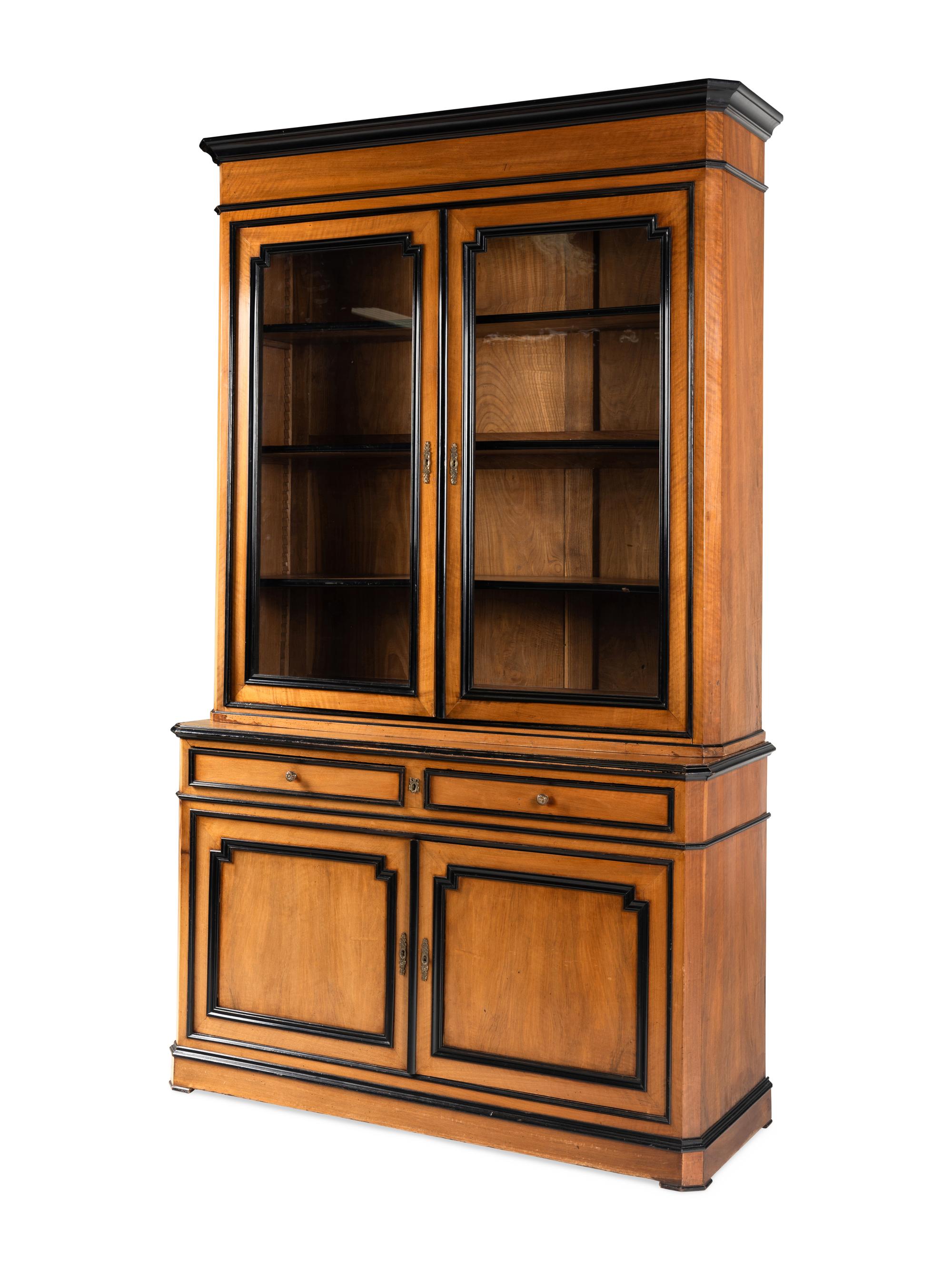 A Restauration Walnut and Part-Ebonized Bibliothèque