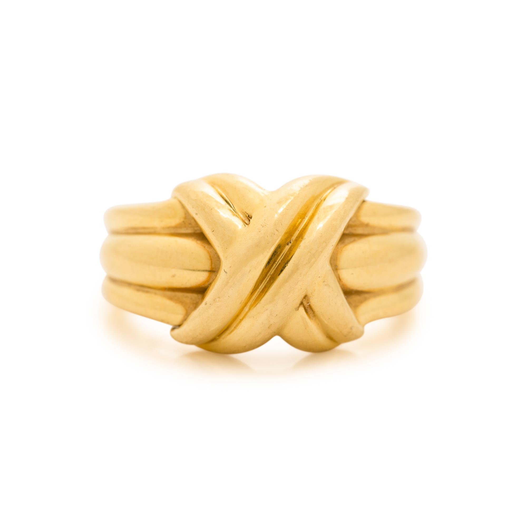 TIFFANY & CO., YELLOW GOLD 'X' RING