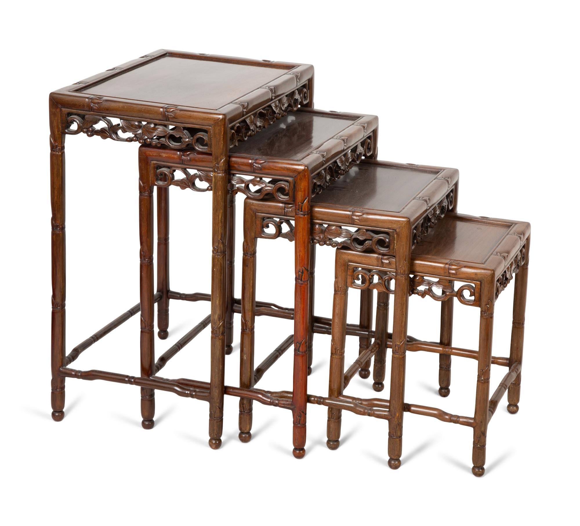 A Chinese Rosewood Nest of Four Tables — 19TH/20TH CENTURY