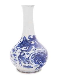 A Korean Blue and White Porcelain Bottle Vase