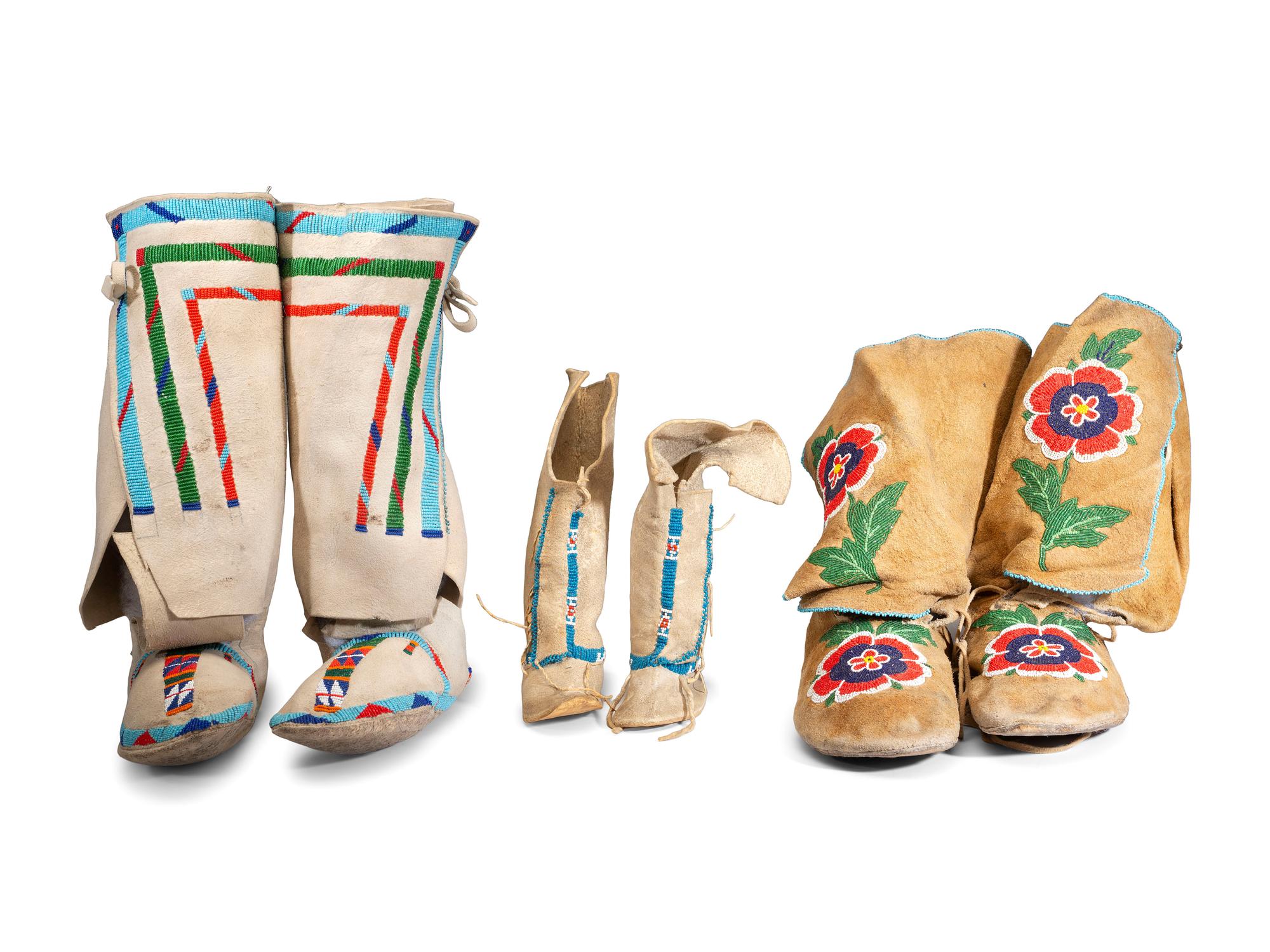 Plateau and Northern Plains Hightop Beaded Moccasins