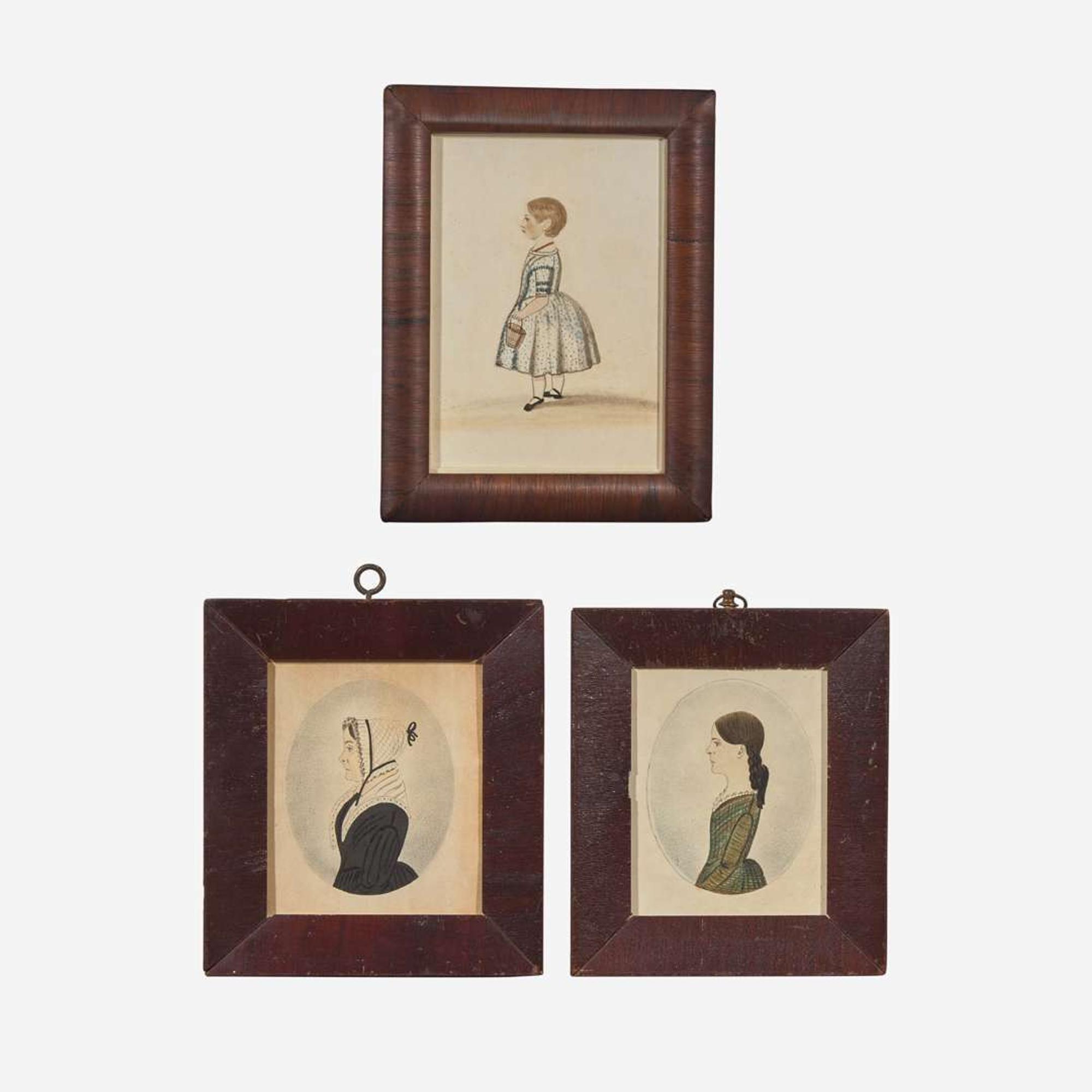 American School 19th century A Group of Three Portrait Miniatures