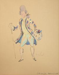 Three Framed Watercolor Costume Studies Attributed to Cecil Beaton
