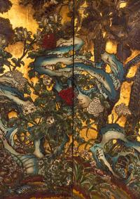 A Coromandel Lacquer Eight-Panel Floor Screen